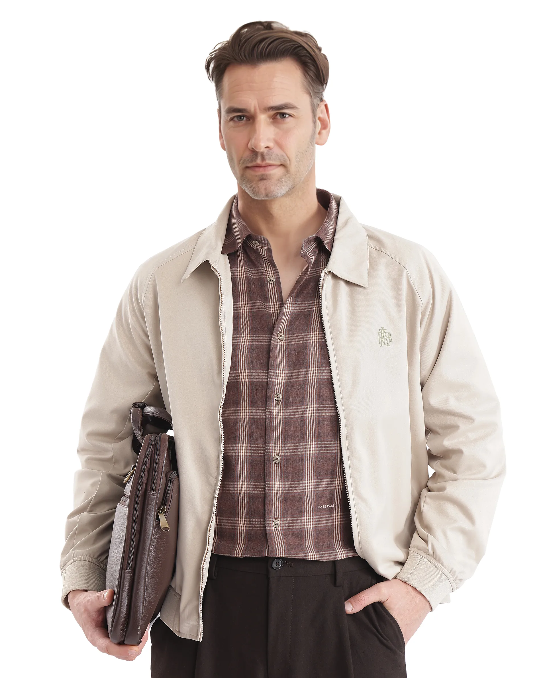 Rare Rabbit Men's Polaz Brown Cotton Checked Print Regular Fit Full Sleeve Collared Shirt - Image 7