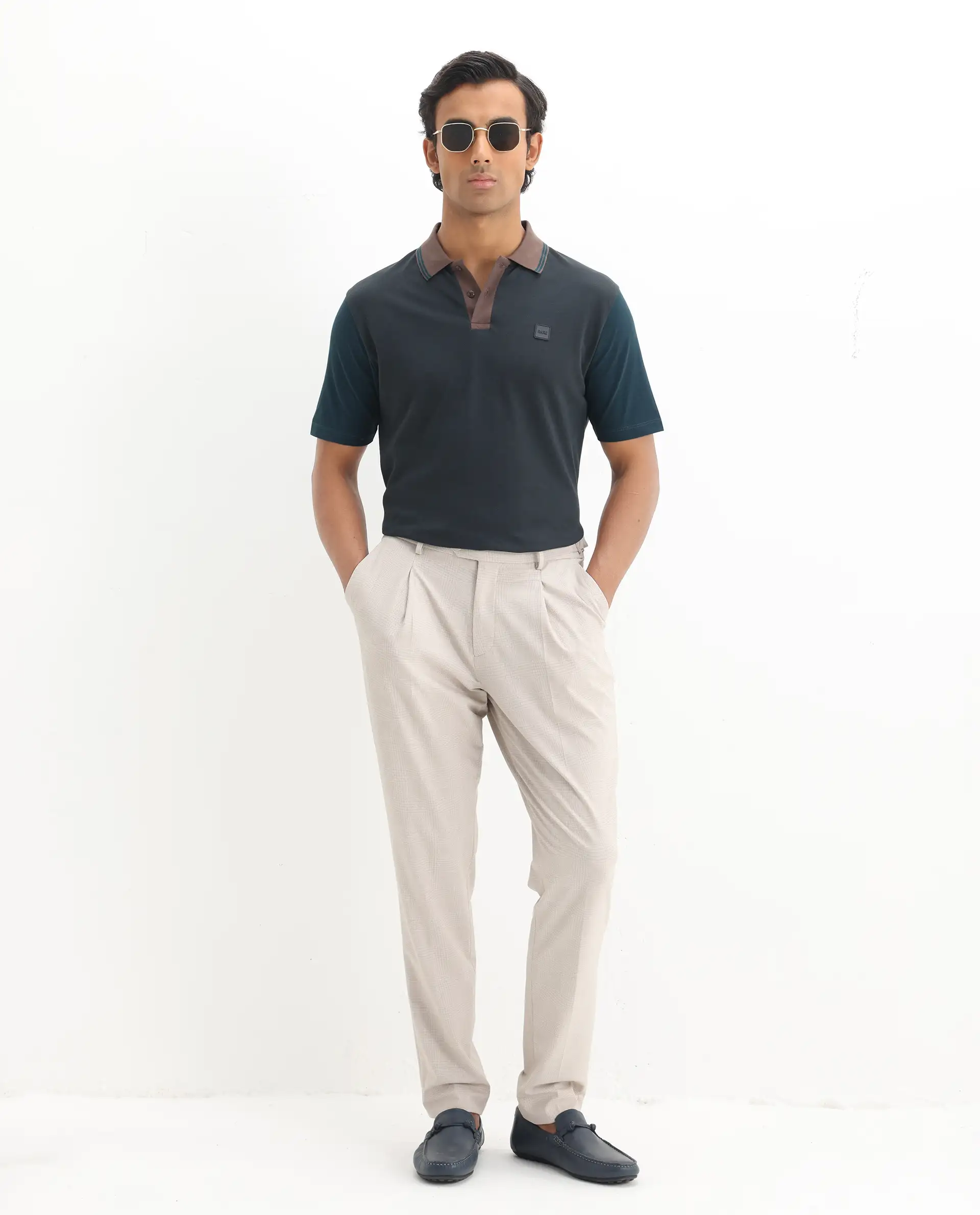 Rare Rabbit Men's Polf Dark Grey Cotton Plain Regular Fit Half Sleeve Polo - Image 2