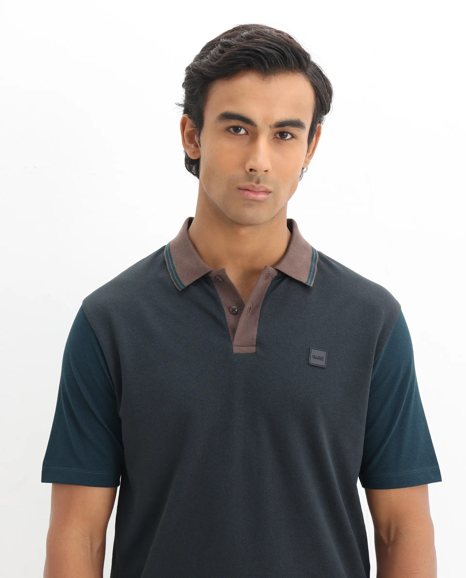 Rare Rabbit Men's Polf Dark Grey Cotton Plain Regular Fit Half Sleeve Polo - Image 7