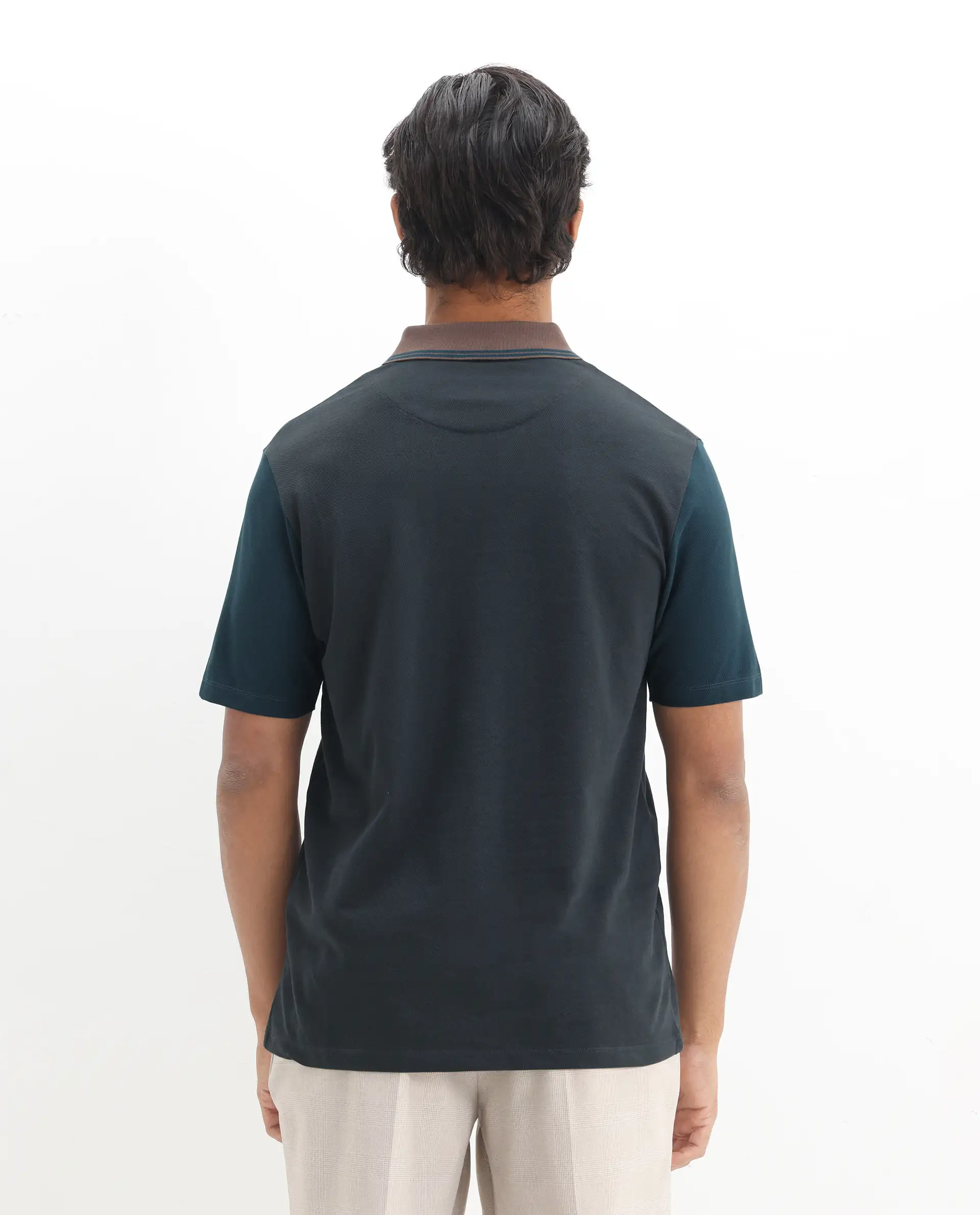 Rare Rabbit Men's Polf Dark Grey Cotton Plain Regular Fit Half Sleeve Polo - Image 8