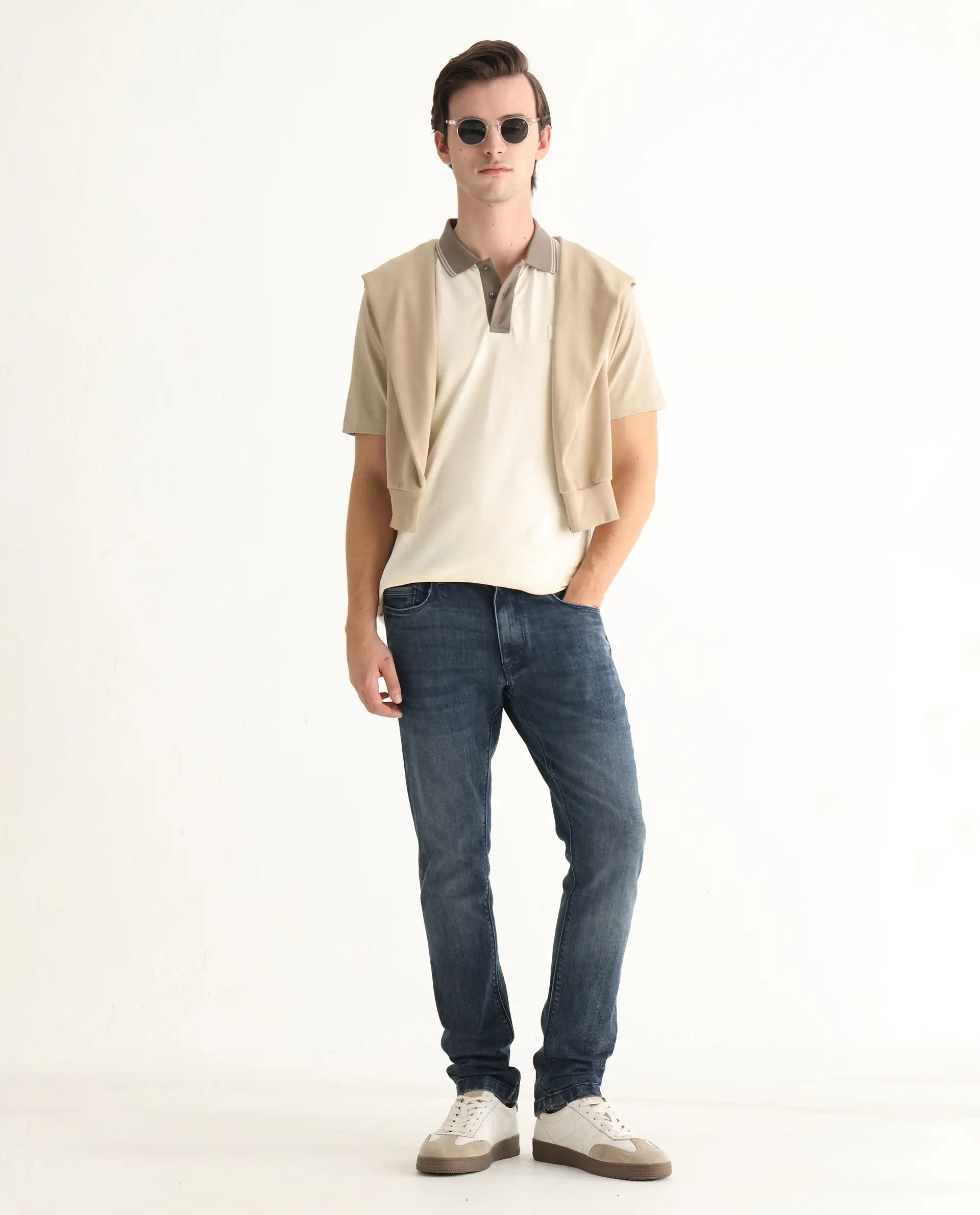 Rare Rabbit Men's Polf Off White Cotton Plain Regular Fit Half Sleeve Polo - Image 2