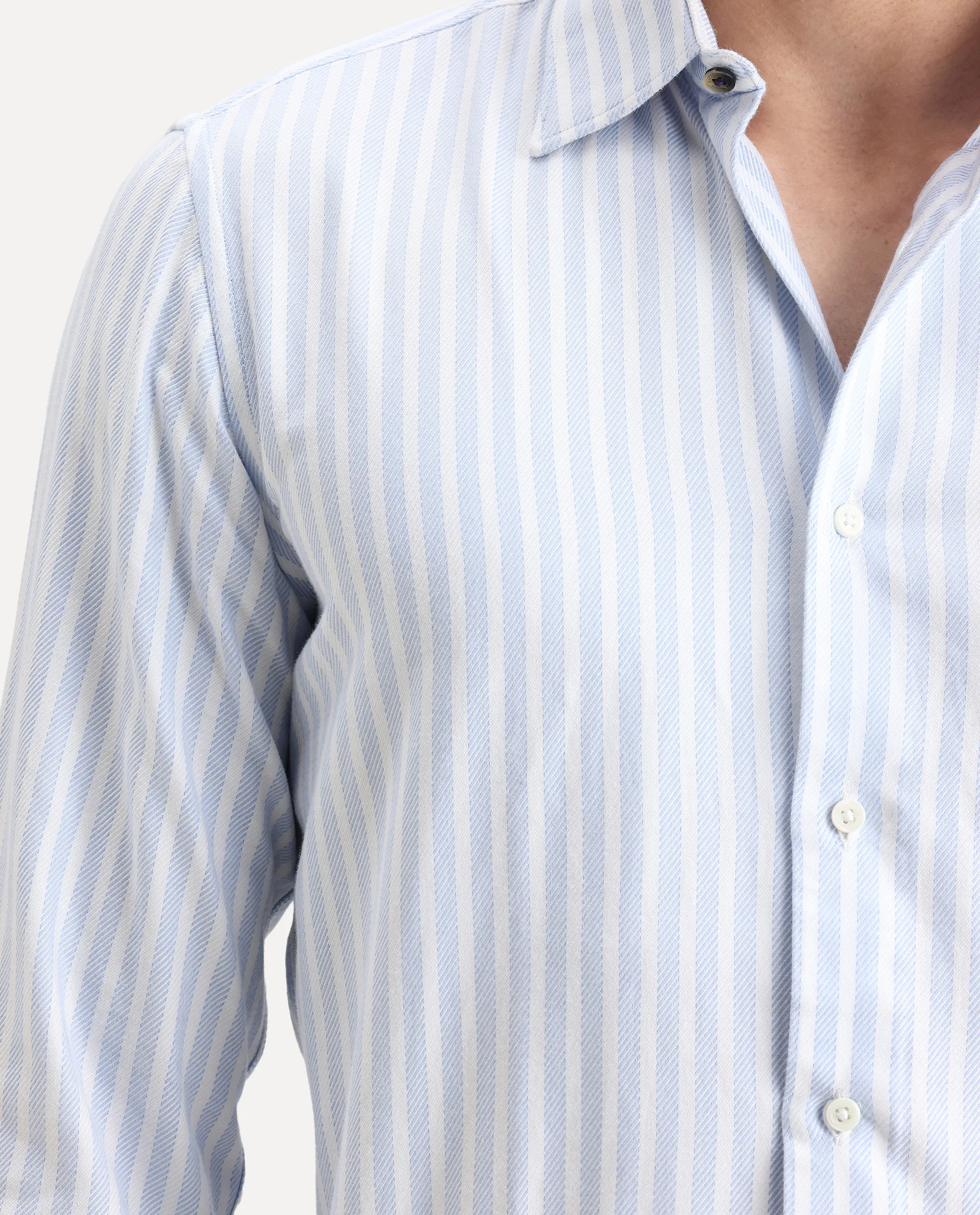 Rare Rabbit Men's Polic Blue Cotton Striped Print Regular Fit Full Sleeve Collared Shirt - Image 3