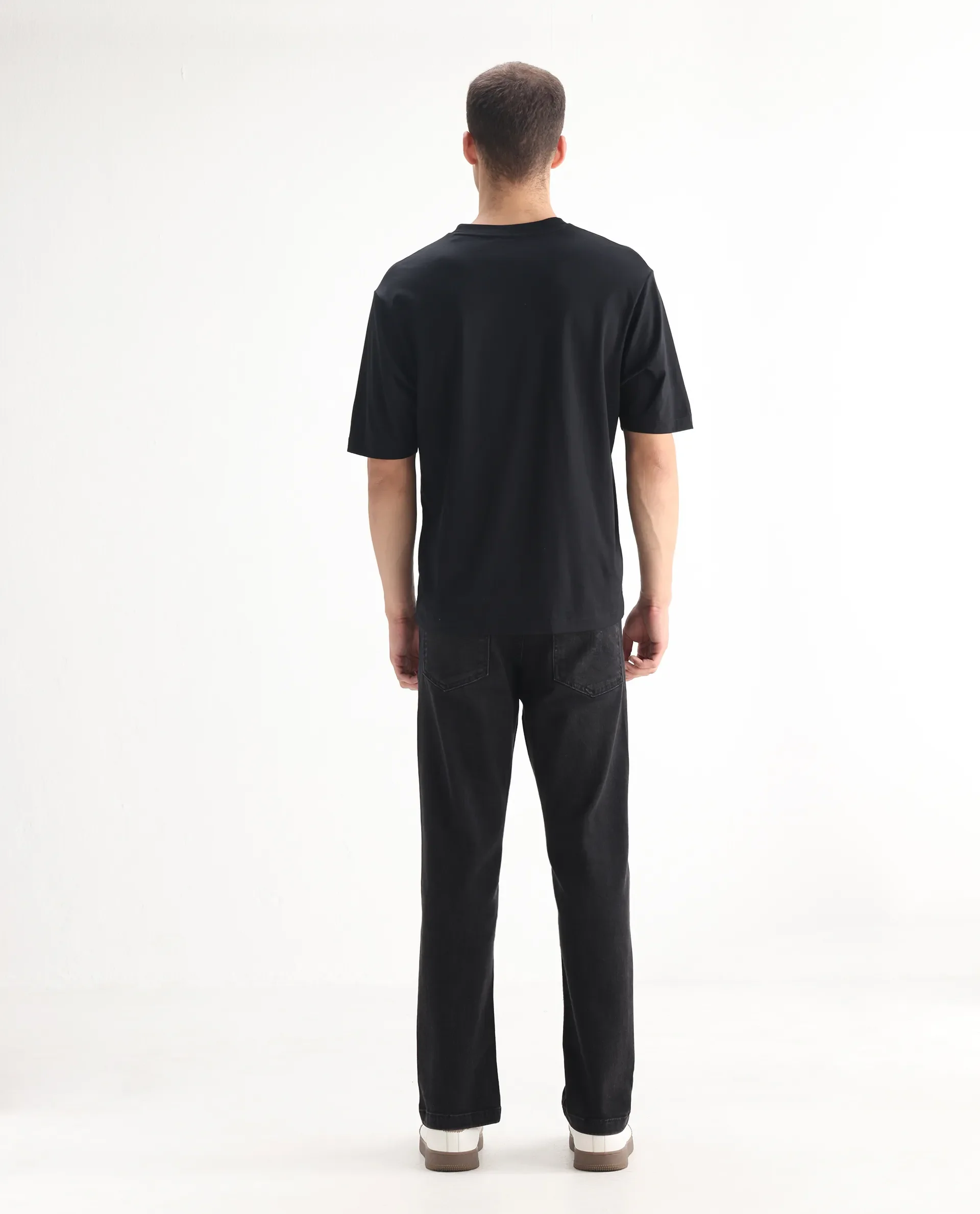 Rare Rabbit Men's Polin Black Cotton Plain Morris Regular Fit Jeans - Image 9