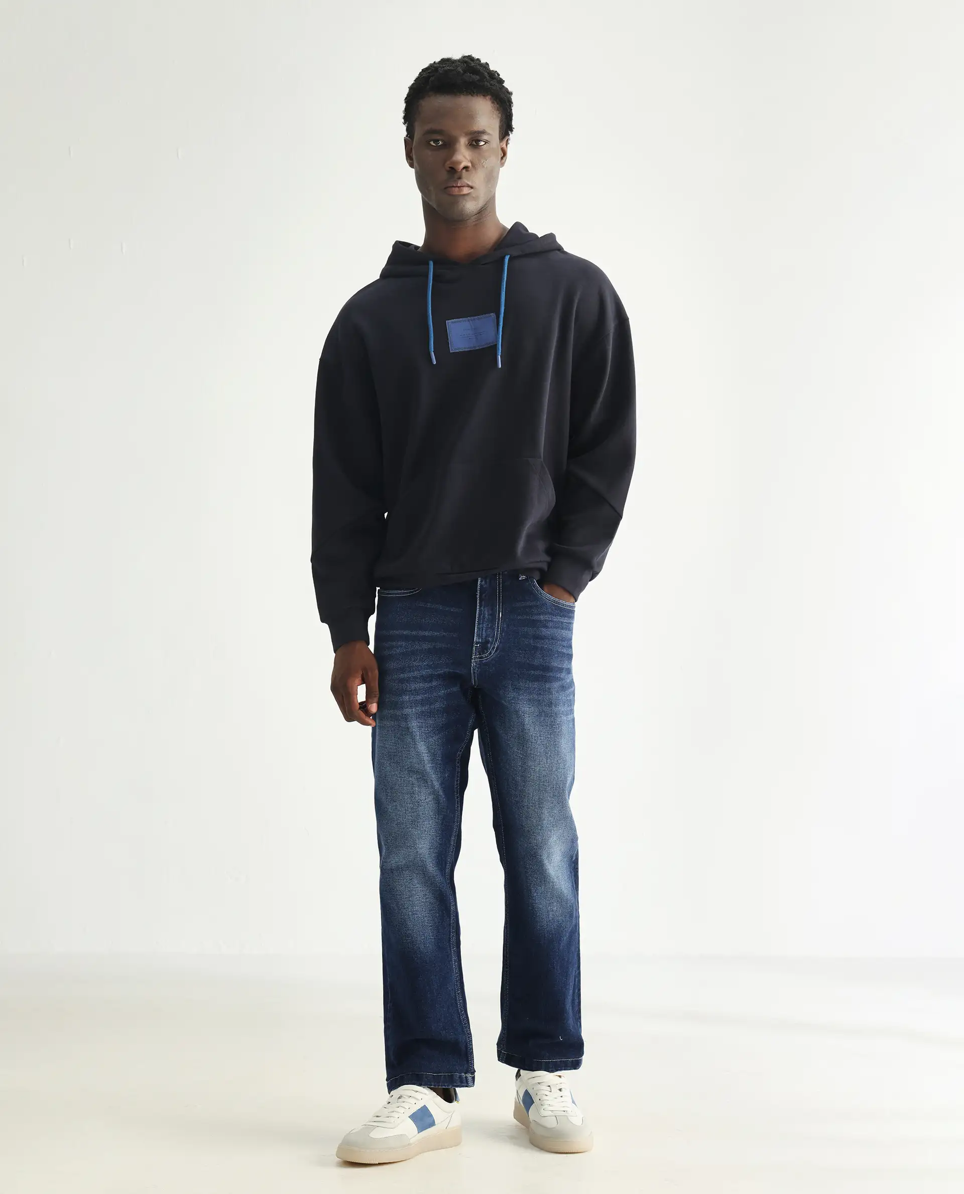 Rare Rabbit Men's Polin Blue Cotton Plain Morris Regular Fit Jeans - Image 3