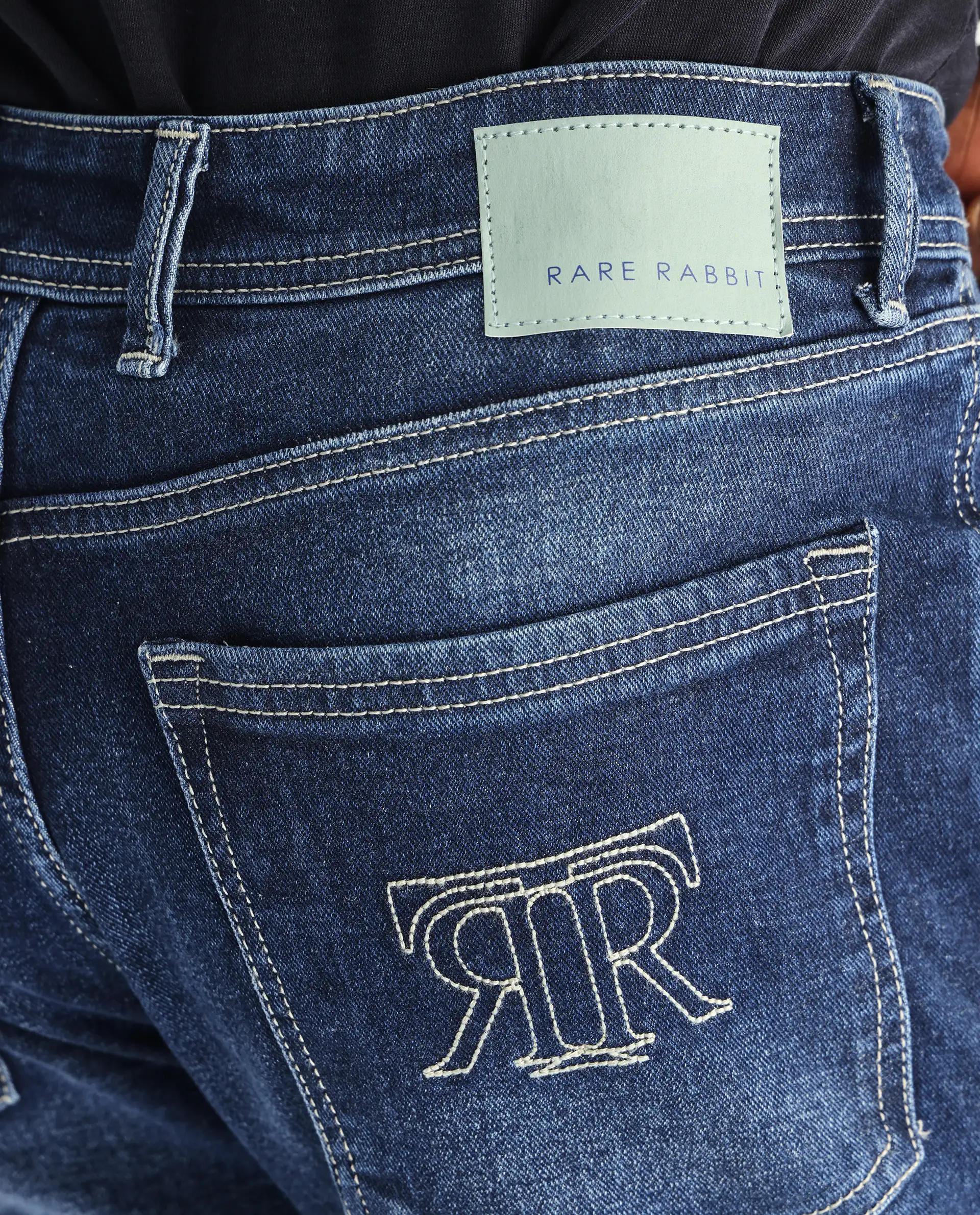 Rare Rabbit Men's Polin Blue Cotton Plain Morris Regular Fit Jeans - Image 4