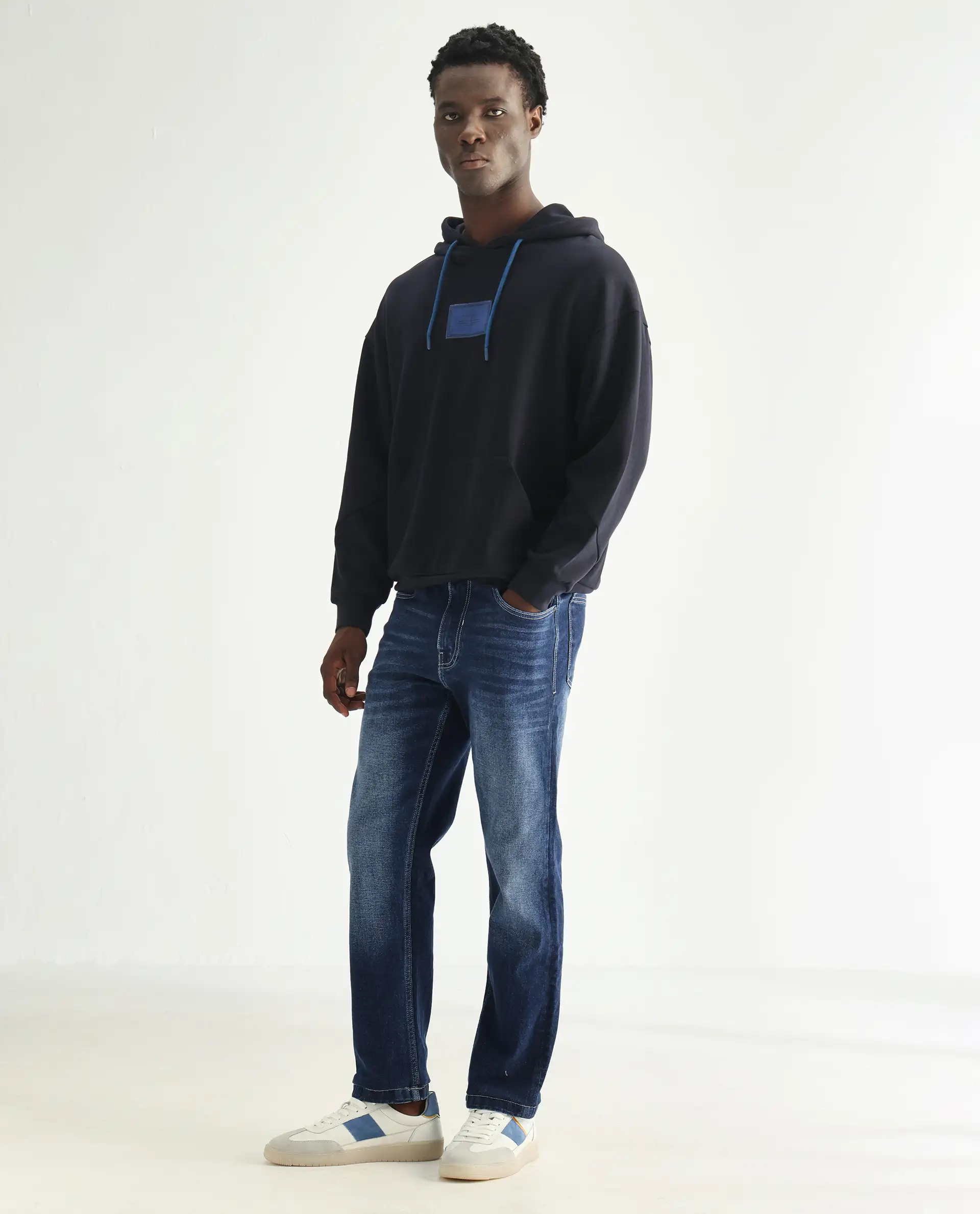 Rare Rabbit Men's Polin Blue Cotton Plain Morris Regular Fit Jeans - Image 5