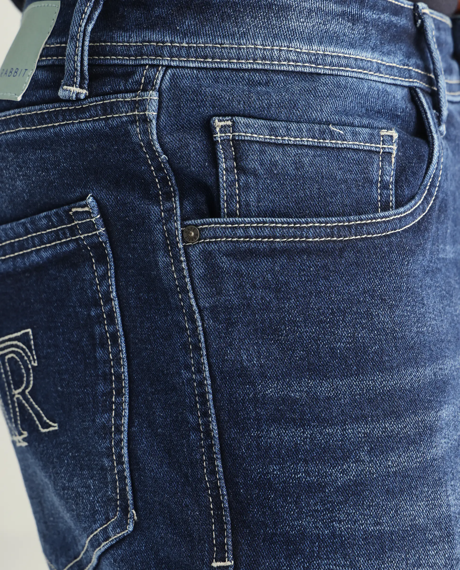 Rare Rabbit Men's Polin Blue Cotton Plain Morris Regular Fit Jeans - Image 7
