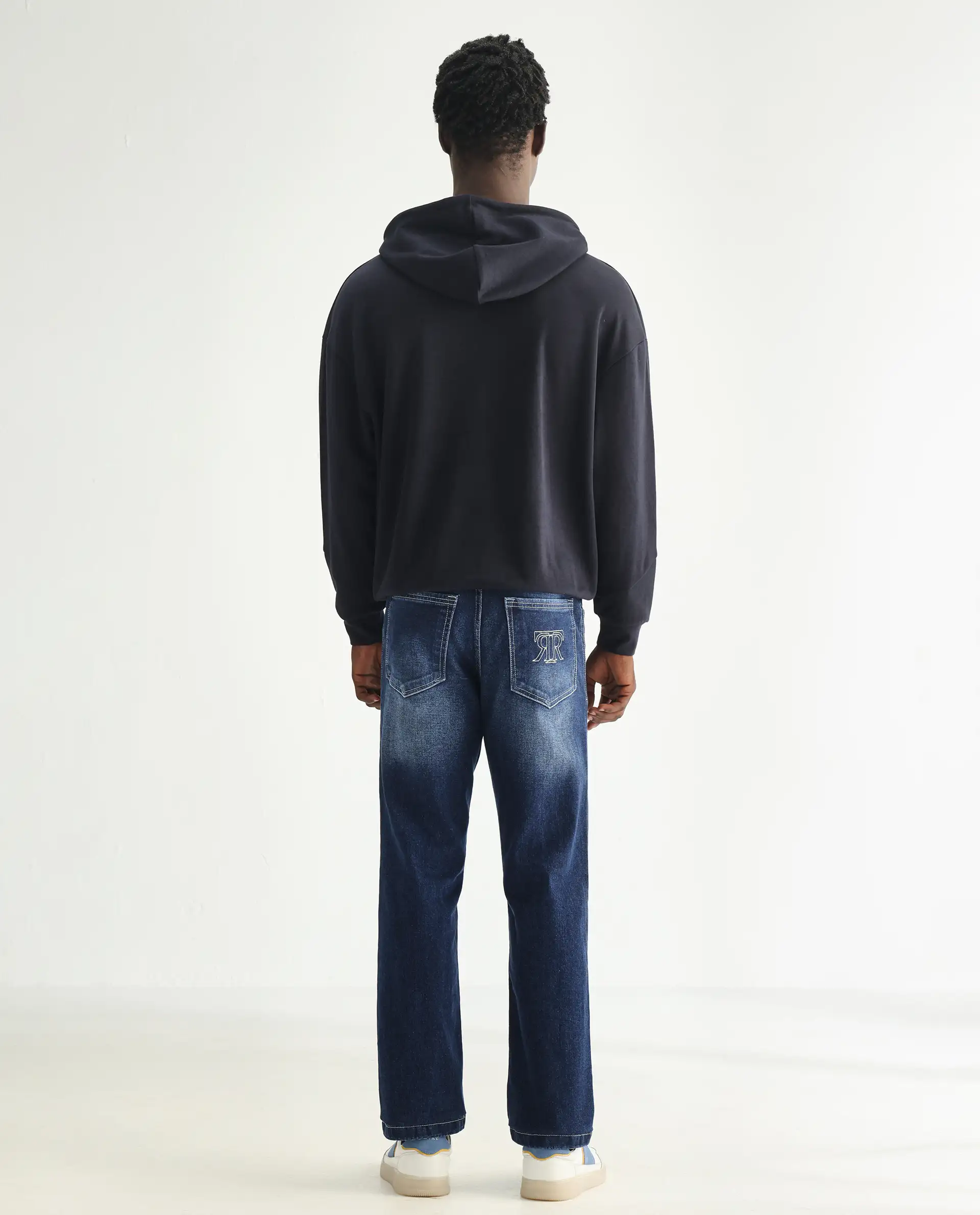 Rare Rabbit Men's Polin Blue Cotton Plain Morris Regular Fit Jeans - Image 8