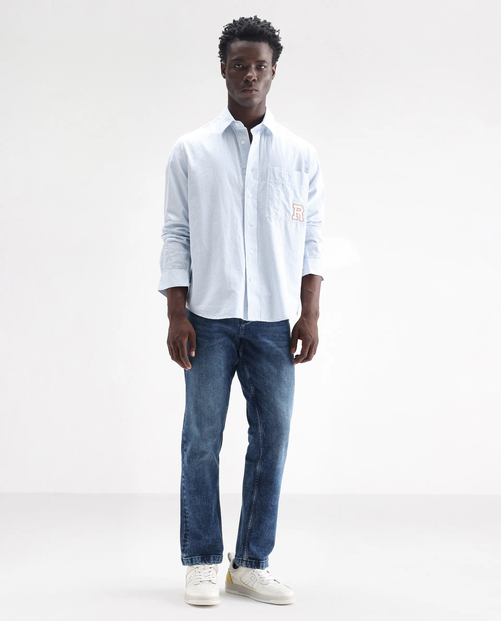 Rare Rabbit Men's Polin Dusky Blue Cotton Plain Morris Regular Fit Jeans - Image 5