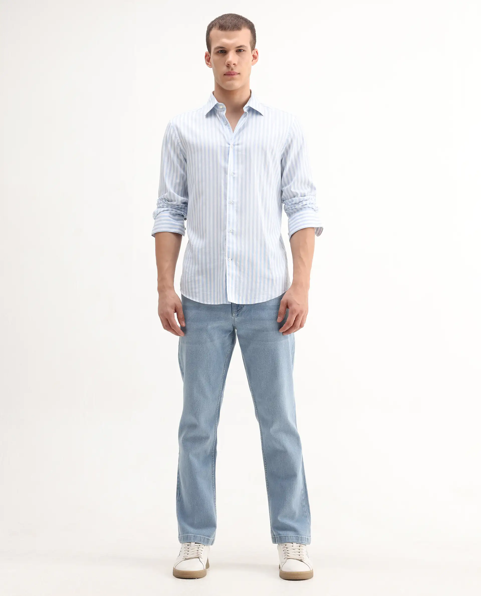 Rare Rabbit Men's Polin Light Blue Cotton Plain Morris Regular Fit Jeans - Image 3