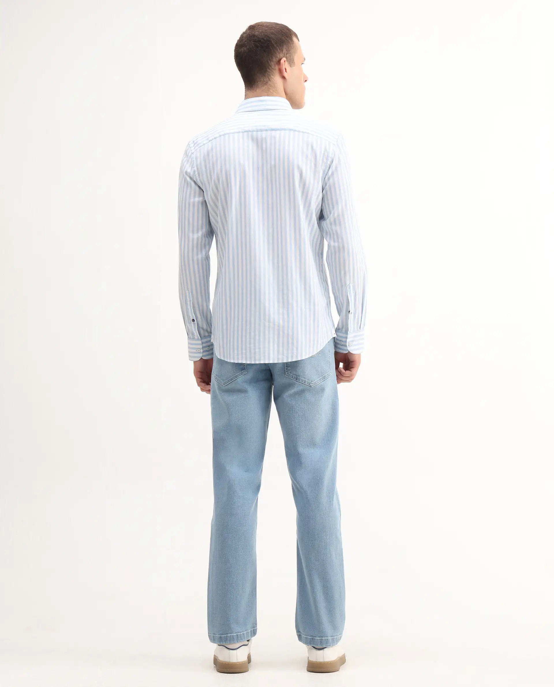 Rare Rabbit Men's Polin Light Blue Cotton Plain Morris Regular Fit Jeans - Image 7