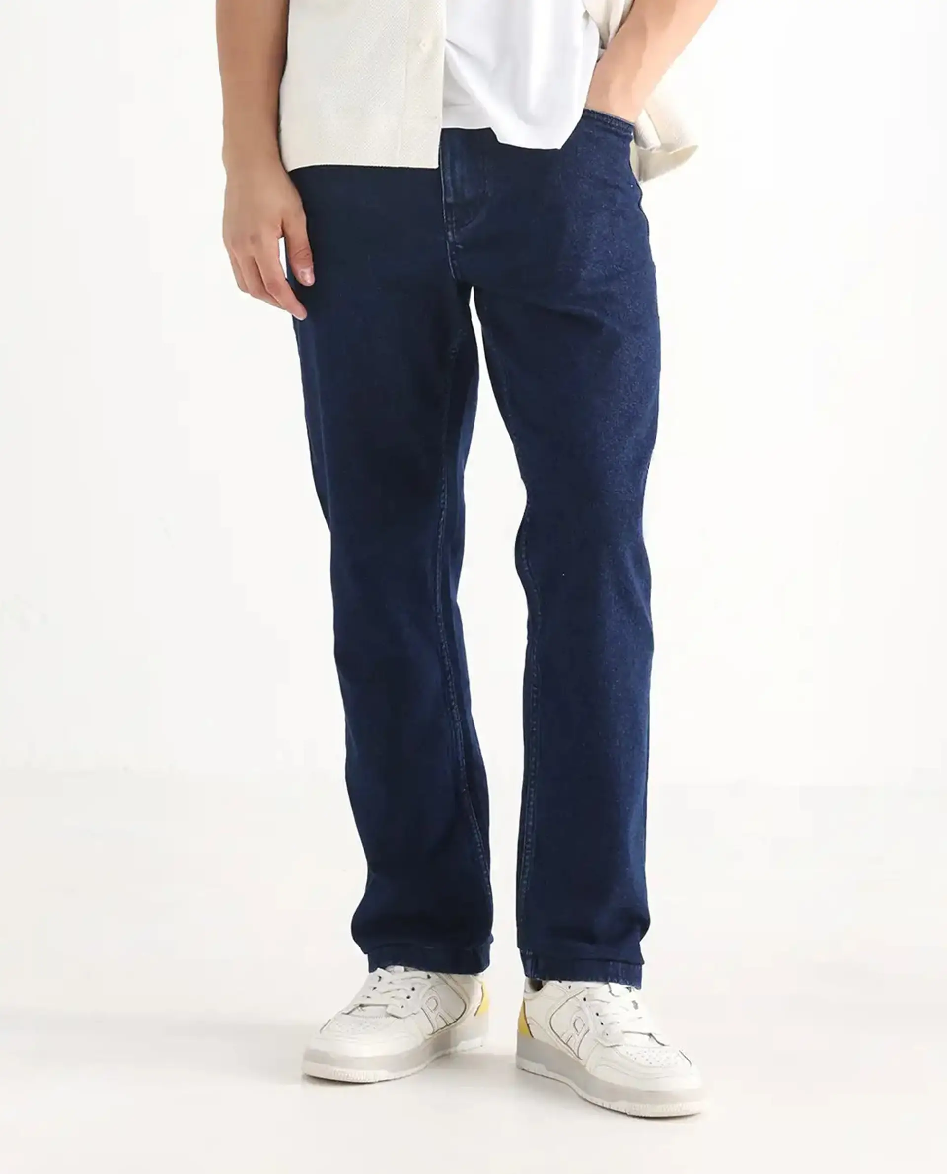 Rare Rabbit Men's Polin Navy Cotton Plain Morris Regular Fit Jeans - Image 10