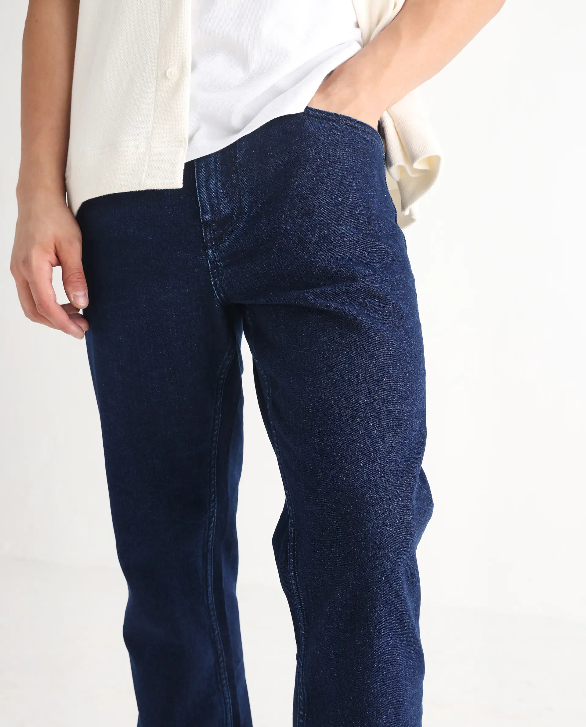 Rare Rabbit Men's Polin Navy Cotton Plain Morris Regular Fit Jeans - Image 2