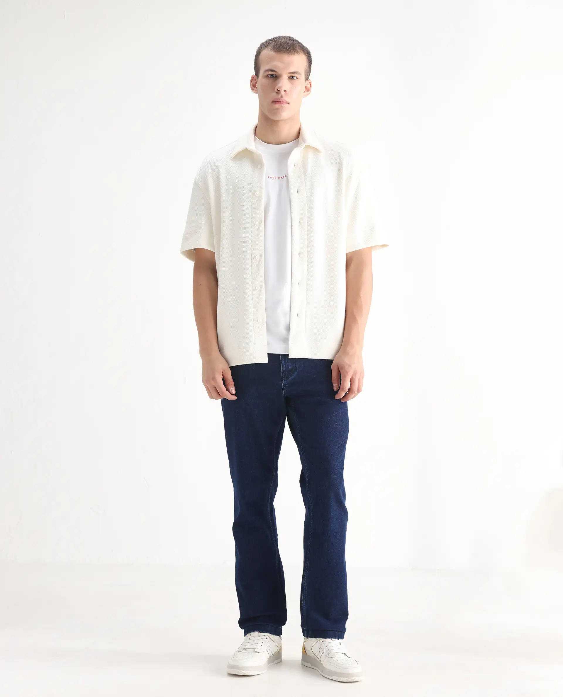 Rare Rabbit Men's Polin Navy Cotton Plain Morris Regular Fit Jeans - Image 4