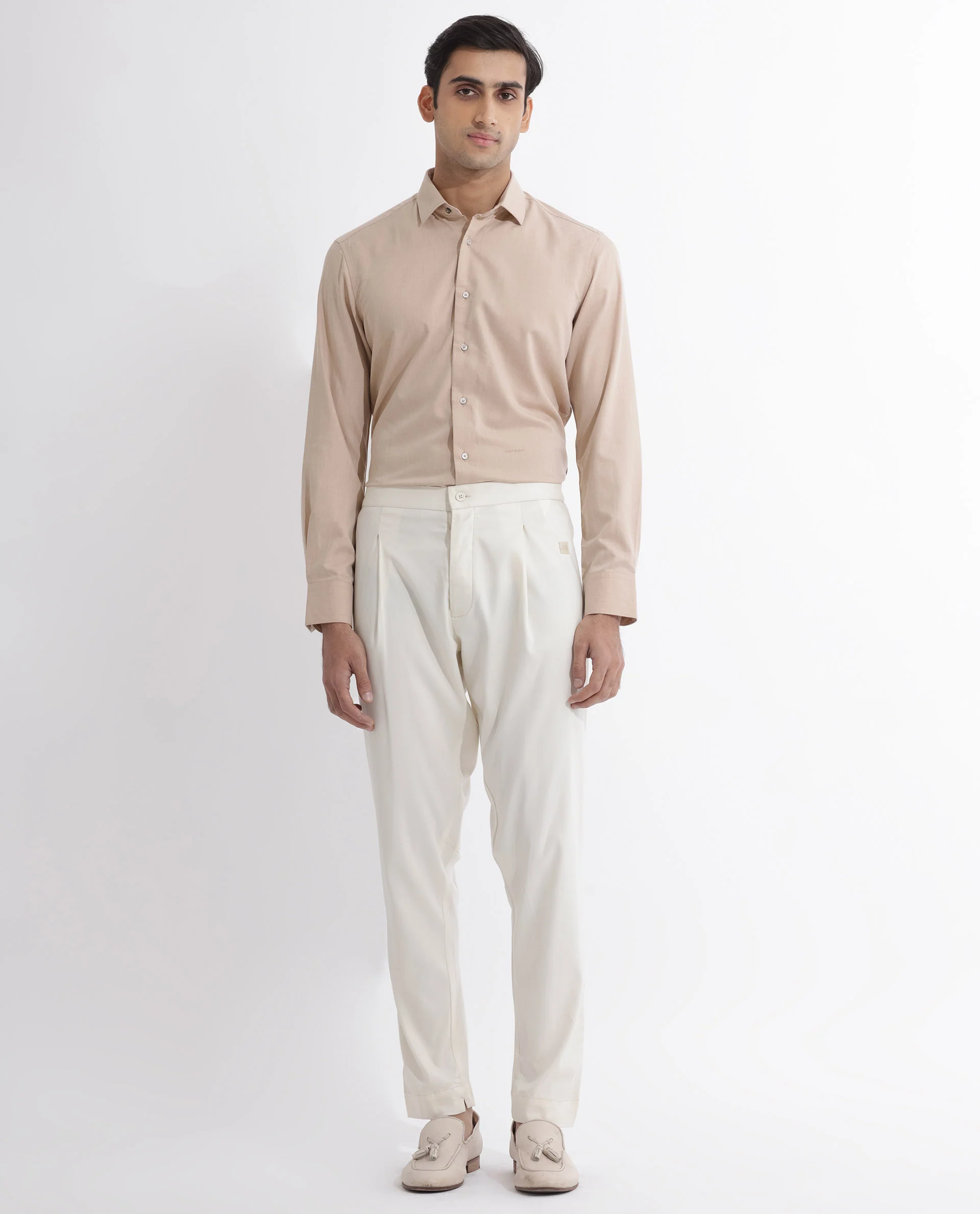 Rare Rabbit Men's Polin Beige Viscose Plain Slim Fit Pajama - Image 3