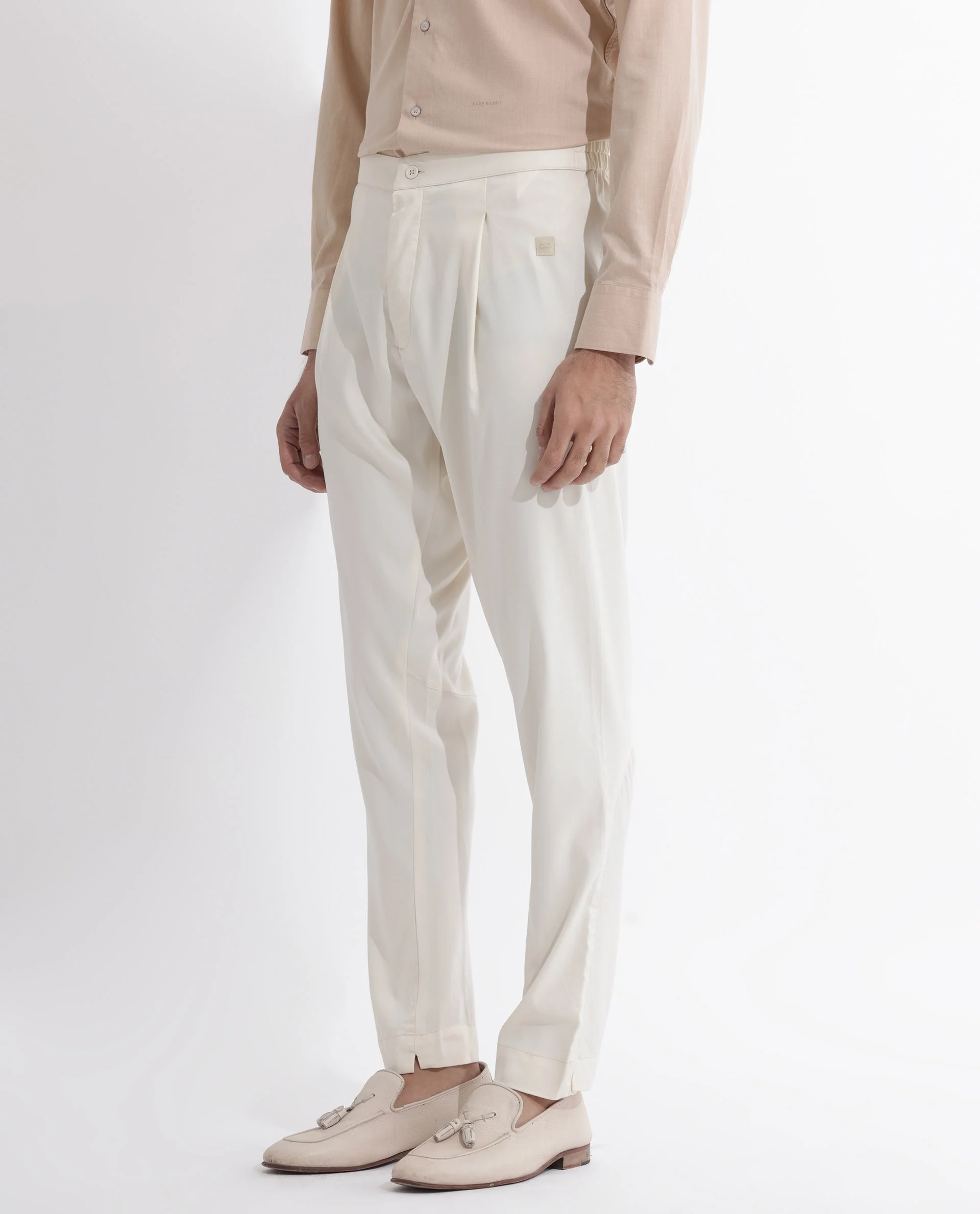 Rare Rabbit Men's Polin Beige Viscose Plain Slim Fit Pajama - Image 4