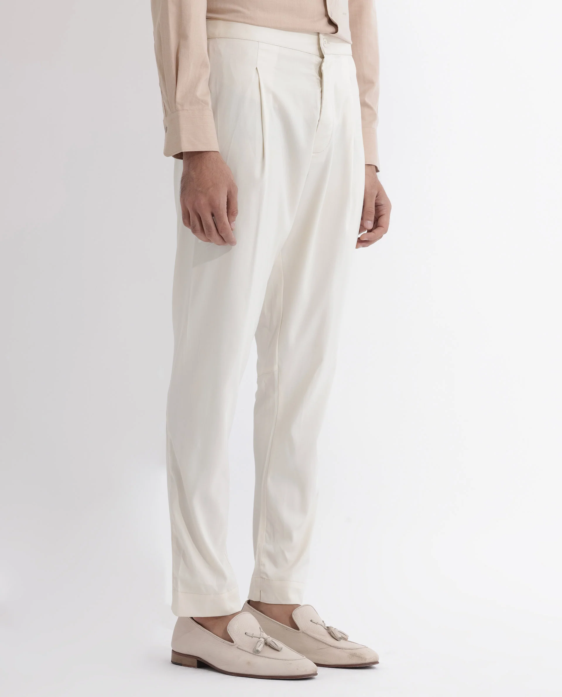 Rare Rabbit Men's Polin Beige Viscose Plain Slim Fit Pajama - Image 5