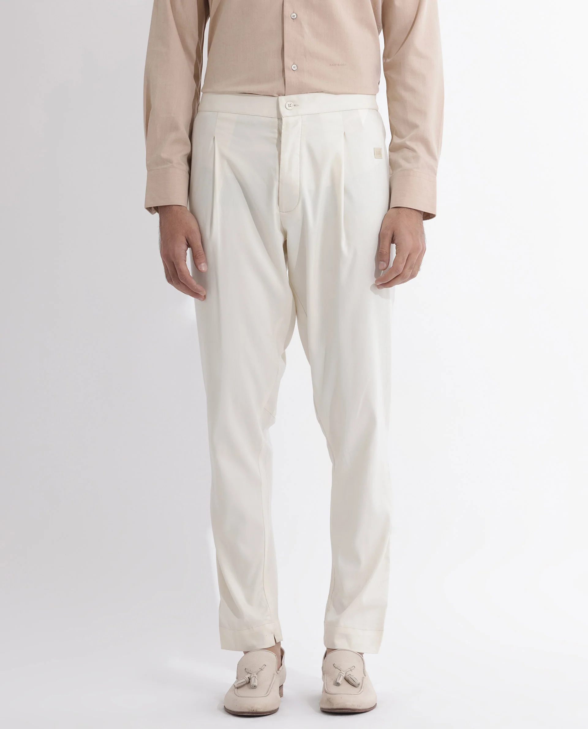 Rare Rabbit Men's Polin Beige Viscose Plain Slim Fit Pajama - Image 7