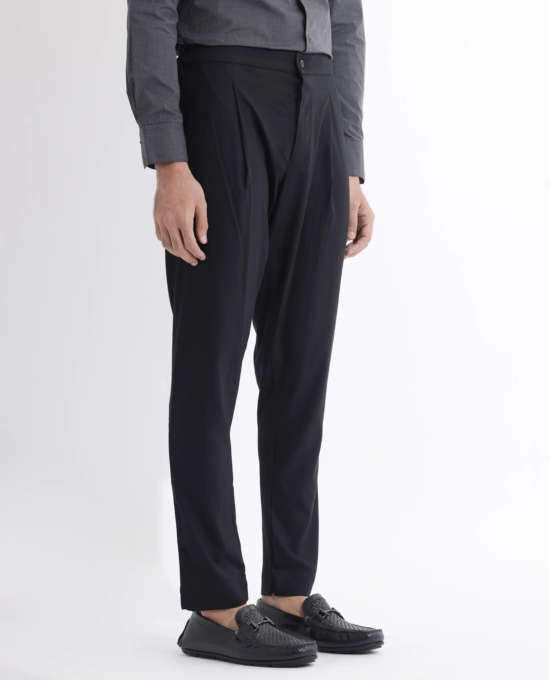 Rare Rabbit Men's Polin Black Viscose Plain Slim Fit Pajama - Image 5