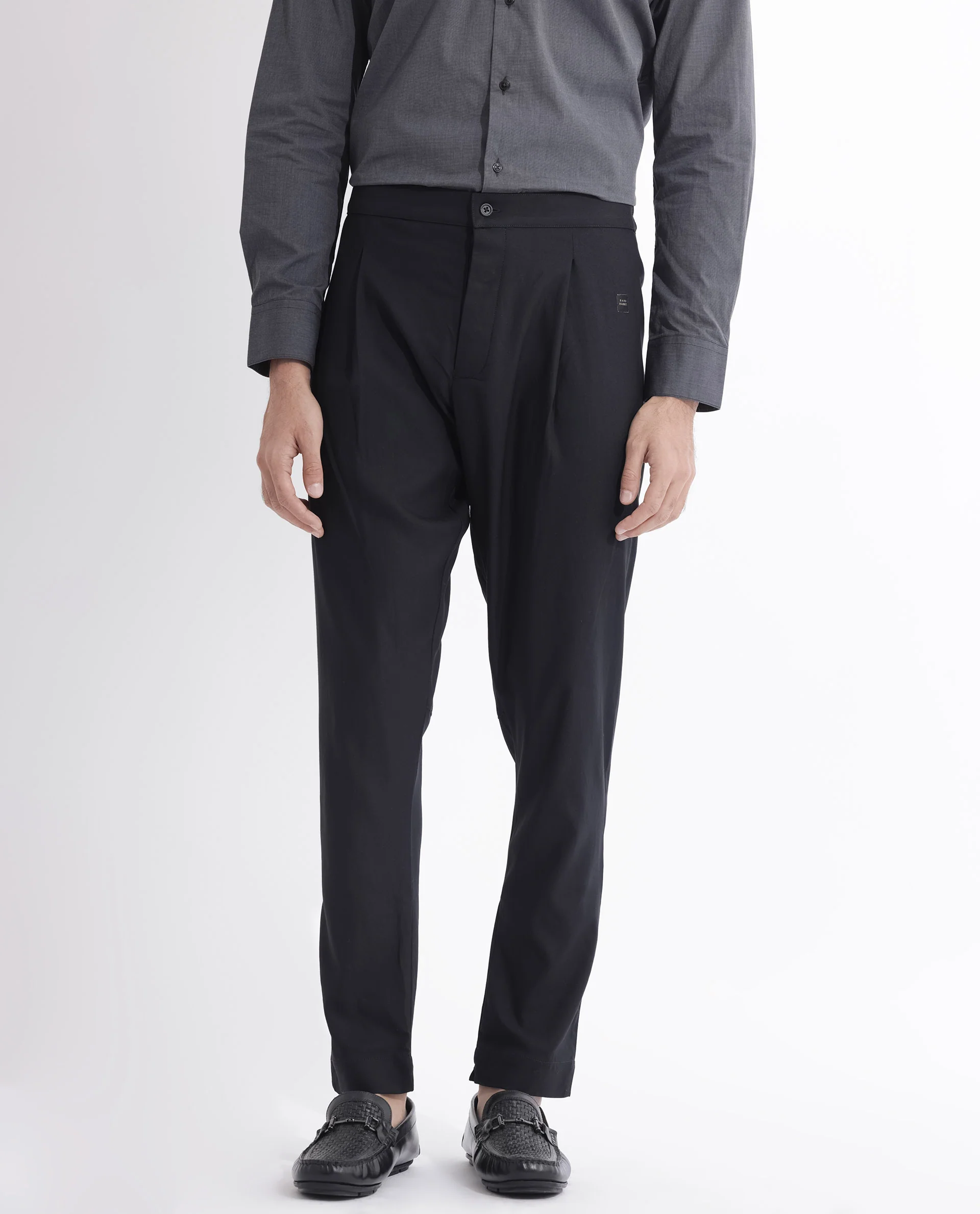 Rare Rabbit Men's Polin Black Viscose Plain Slim Fit Pajama - Image 7