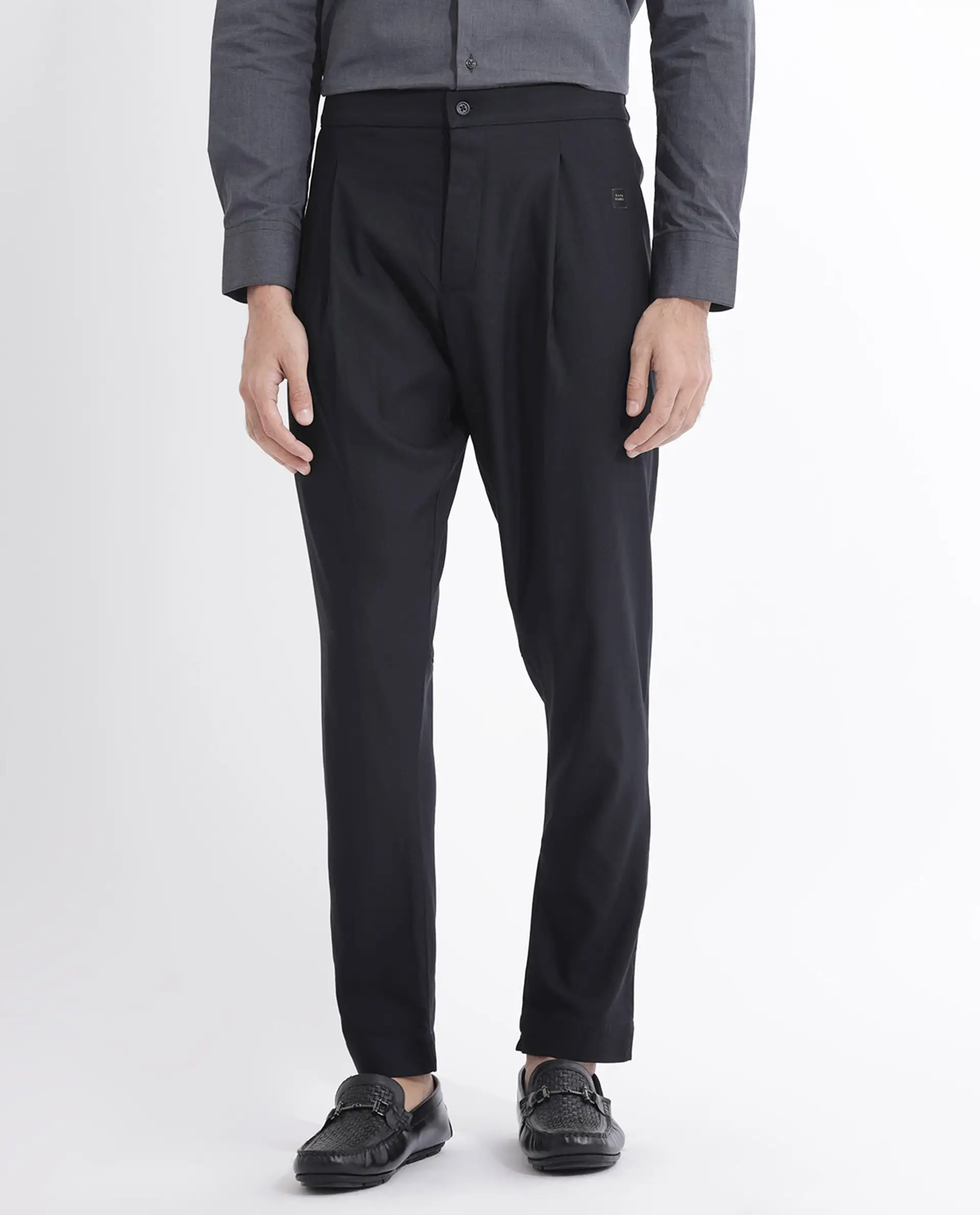 Rare Rabbit Men's Polin Black Viscose Plain Slim Fit Pajama - Image 9