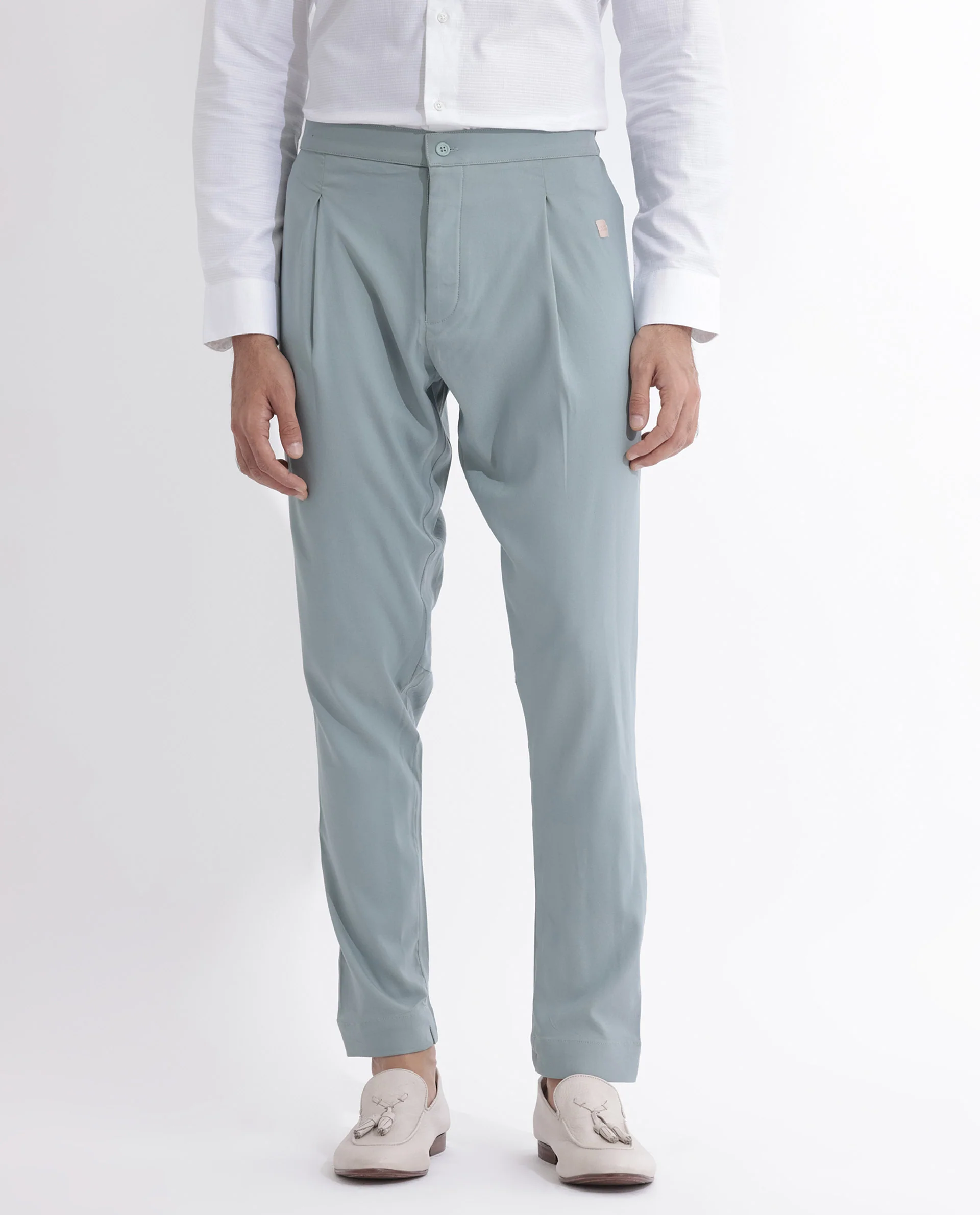 Rare Rabbit Men's Polin Light Blue Viscose Plain Slim Fit Pajama - Image 2