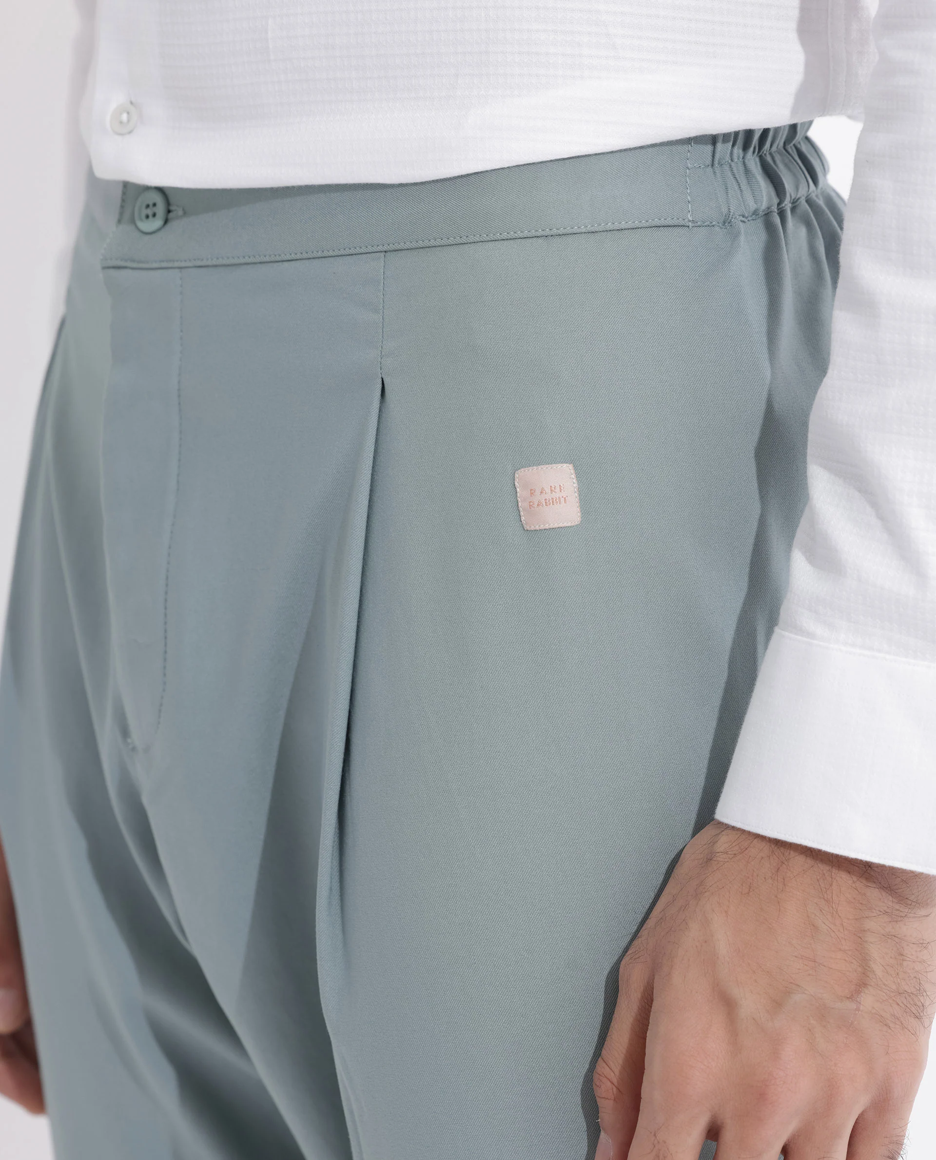 Rare Rabbit Men's Polin Light Blue Viscose Plain Slim Fit Pajama - Image 3