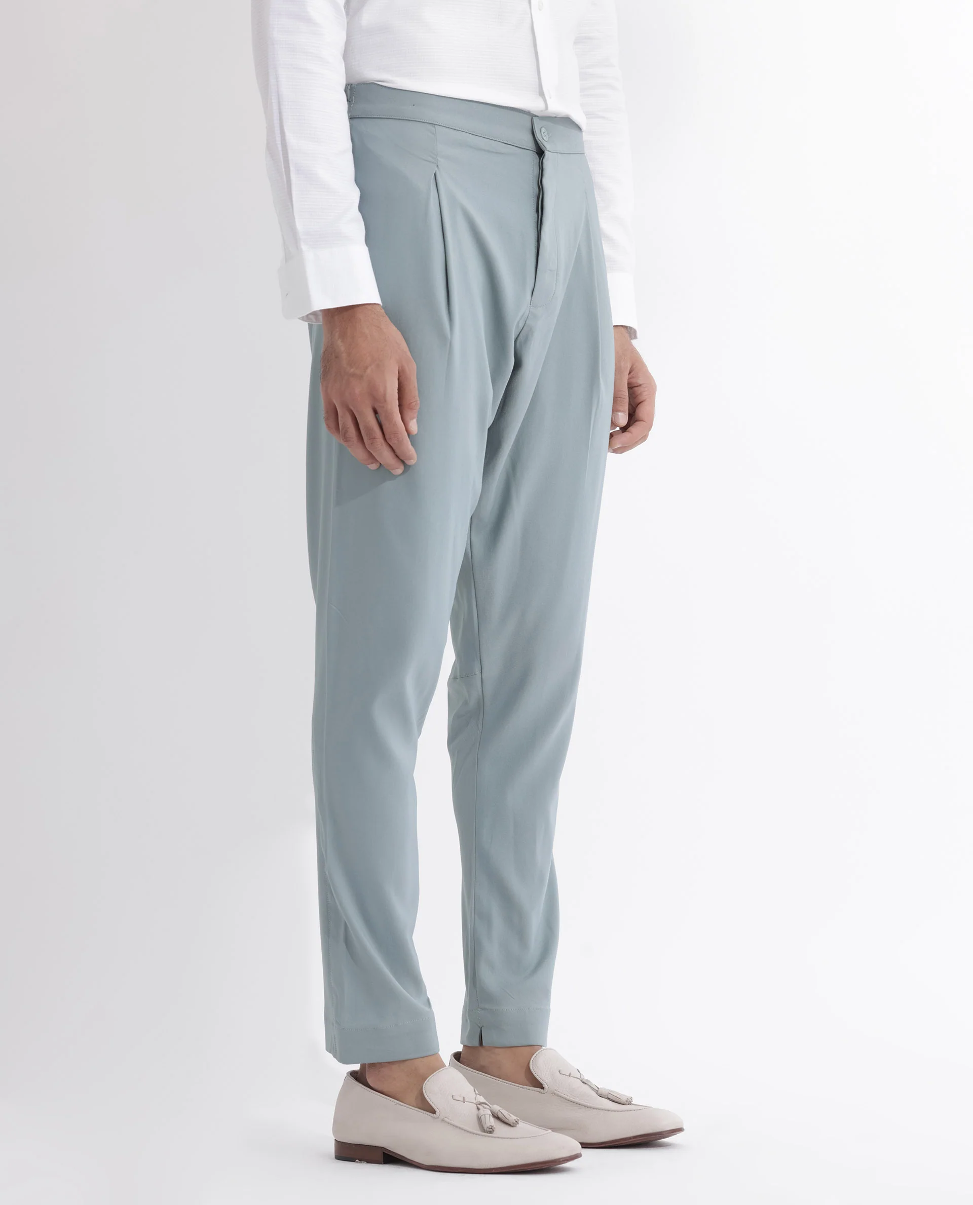 Rare Rabbit Men's Polin Light Blue Viscose Plain Slim Fit Pajama - Image 4