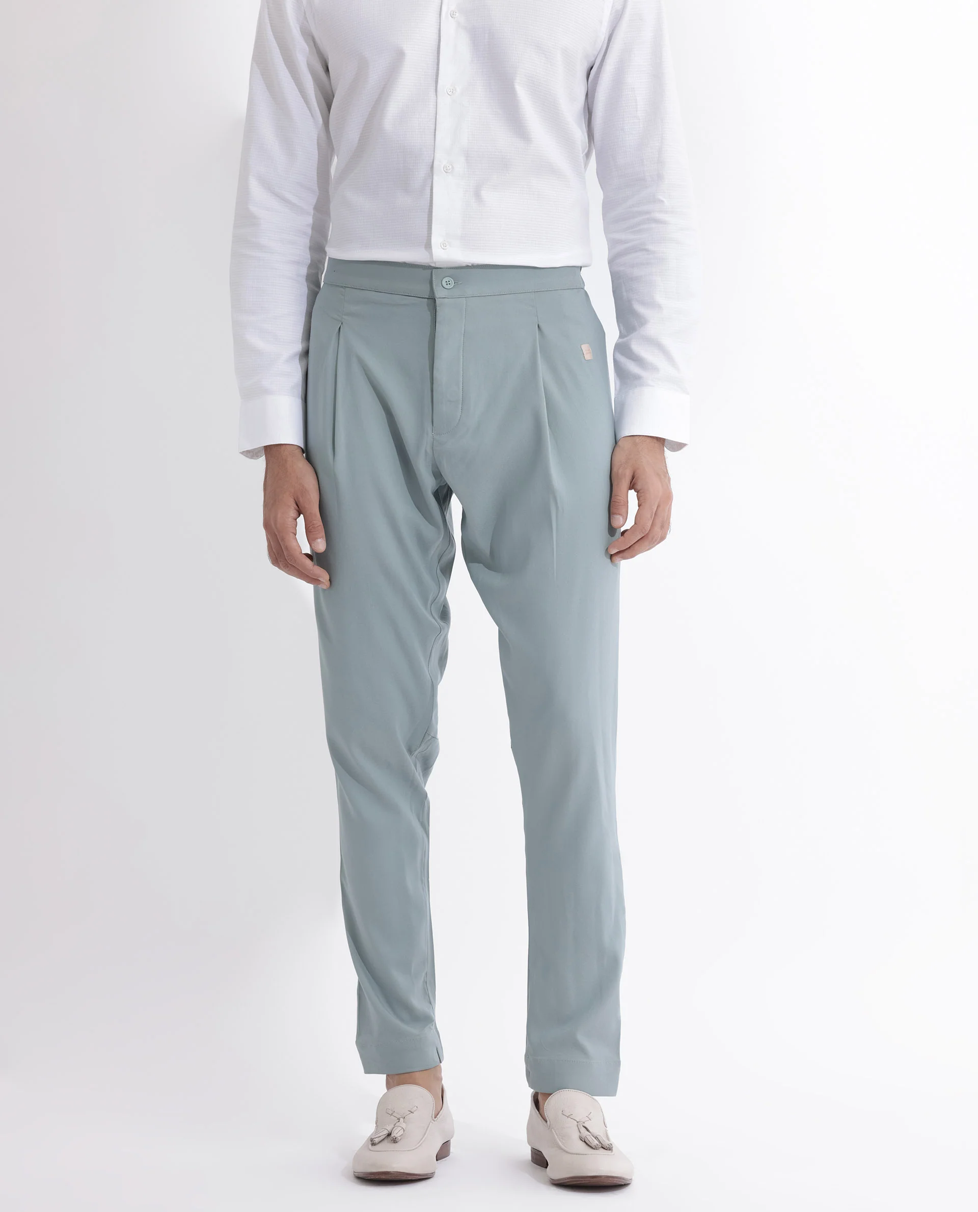 Rare Rabbit Men's Polin Light Blue Viscose Plain Slim Fit Pajama - Image 5