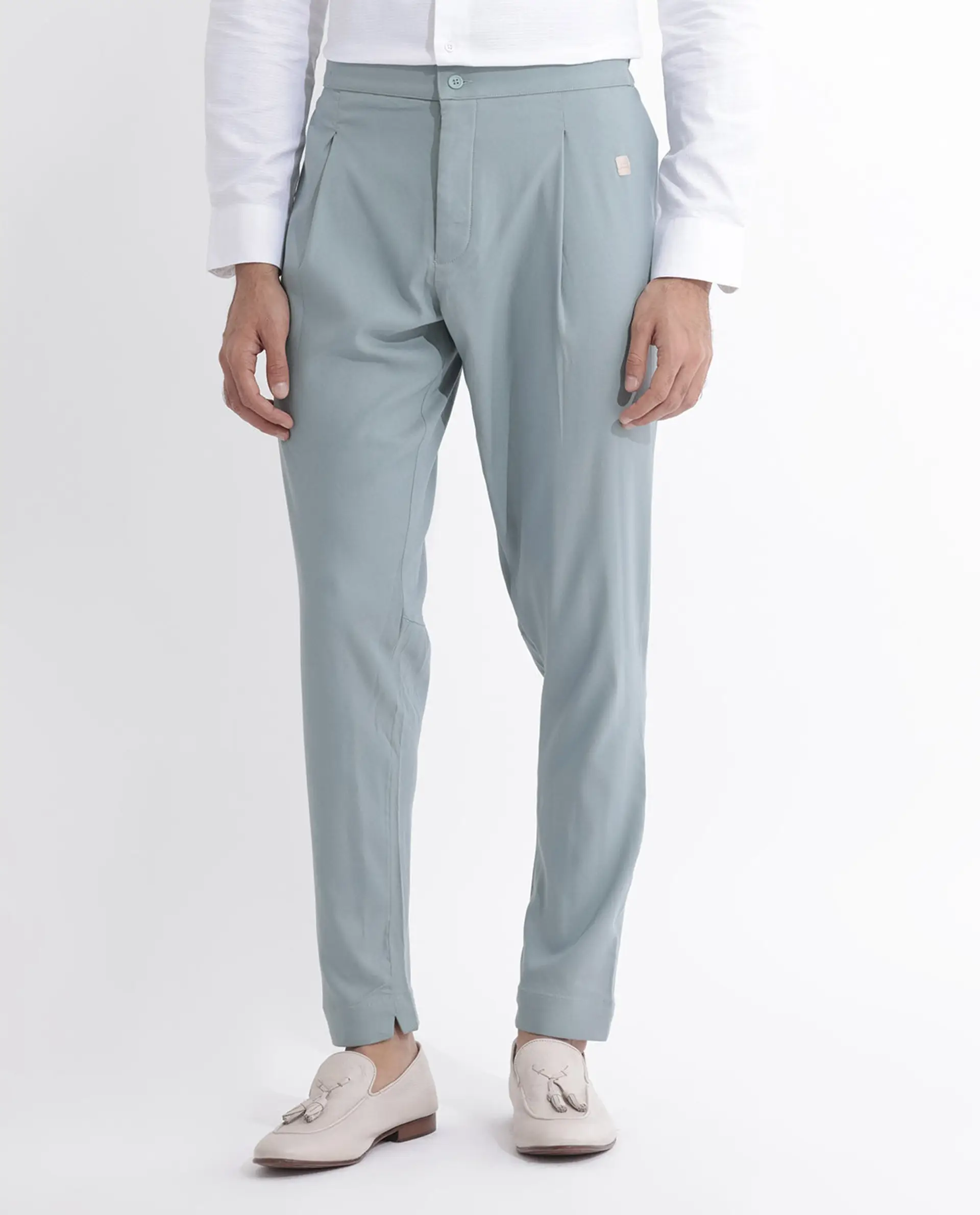 Rare Rabbit Men's Polin Light Blue Viscose Plain Slim Fit Pajama - Image 7