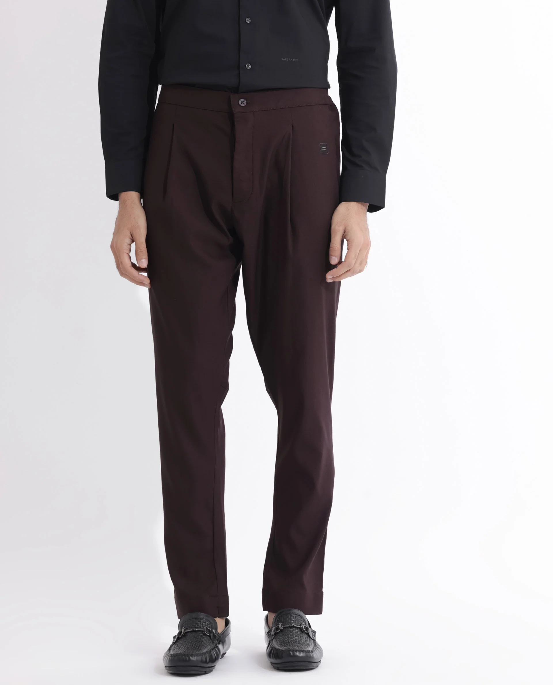 Rare Rabbit Men's Polin Maroon Viscose Plain Slim Fit Pajama