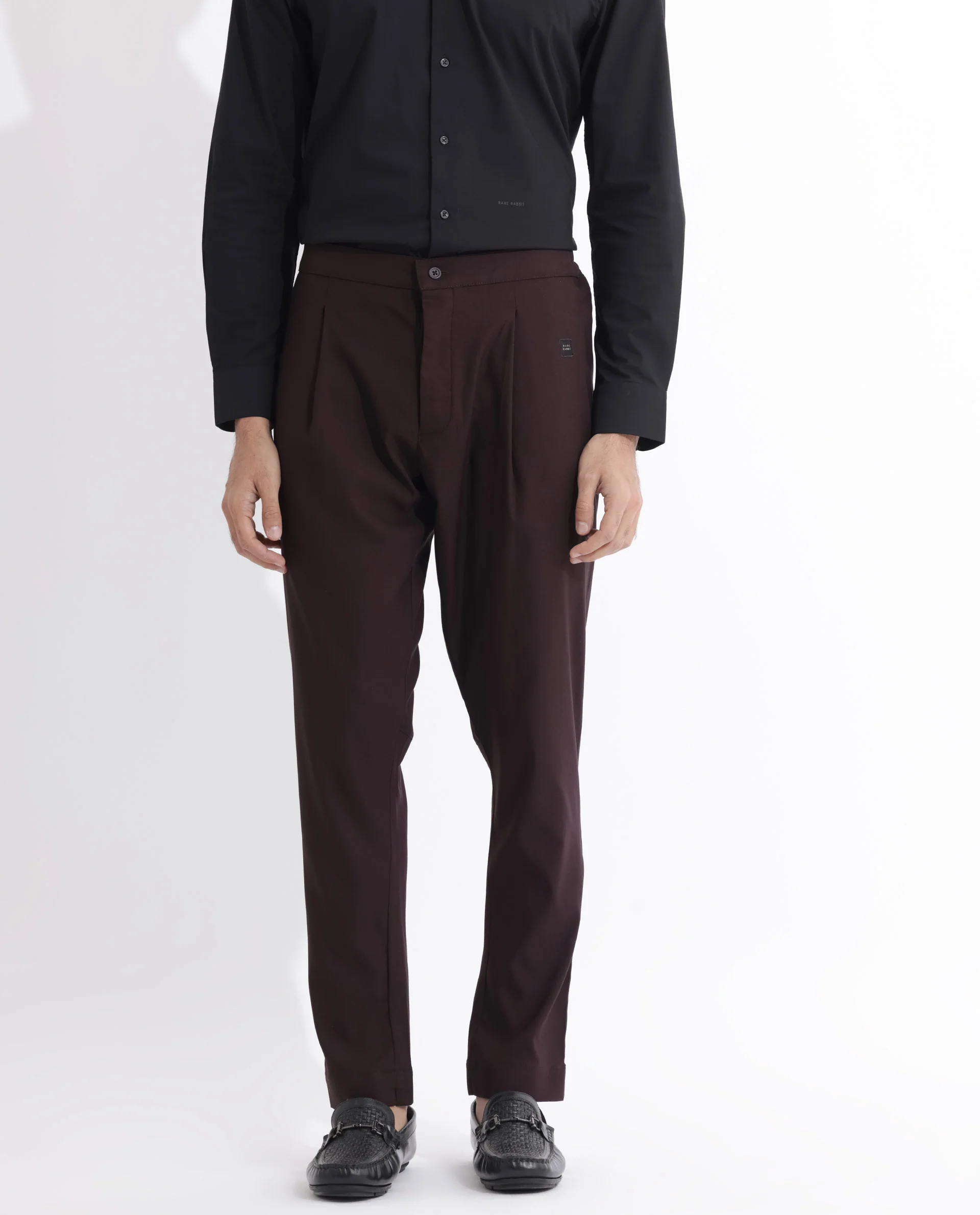 Rare Rabbit Men's Polin Maroon Viscose Plain Slim Fit Pajama - Image 2