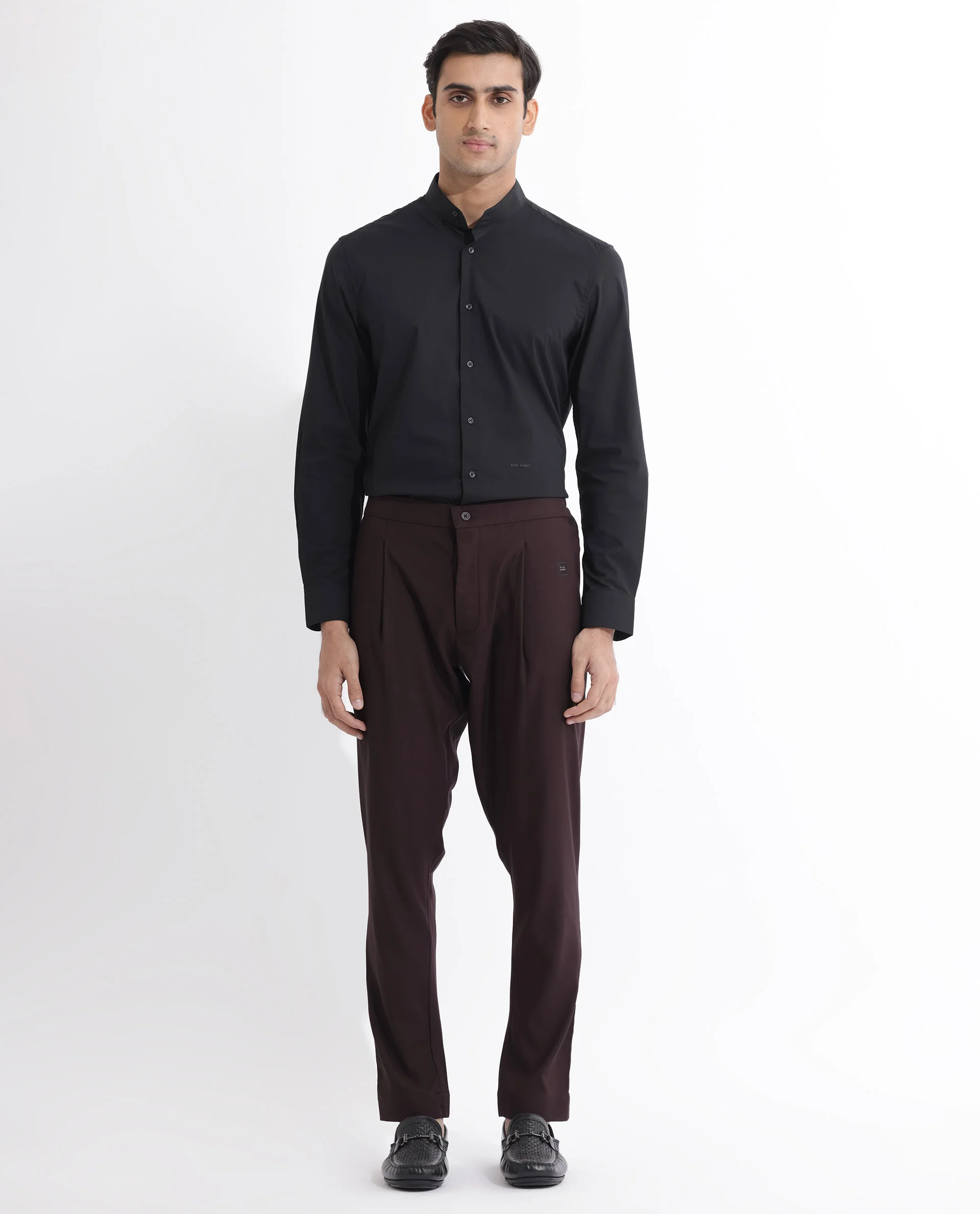 Rare Rabbit Men's Polin Maroon Viscose Plain Slim Fit Pajama - Image 3
