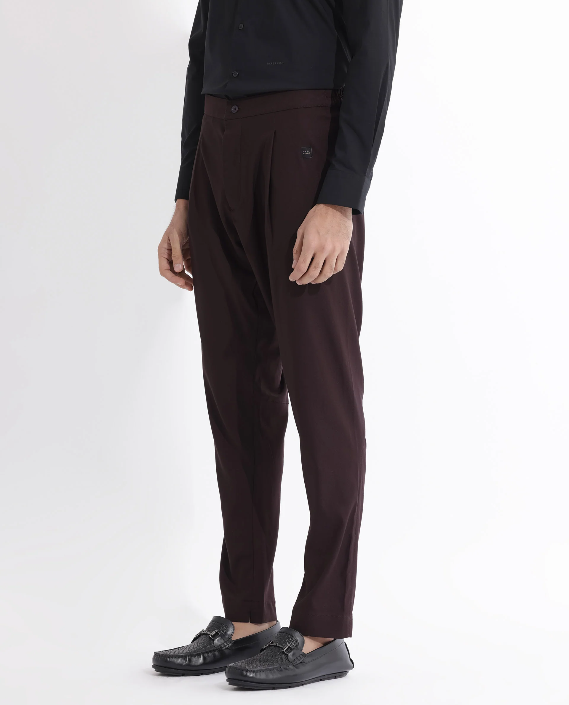 Rare Rabbit Men's Polin Maroon Viscose Plain Slim Fit Pajama - Image 4