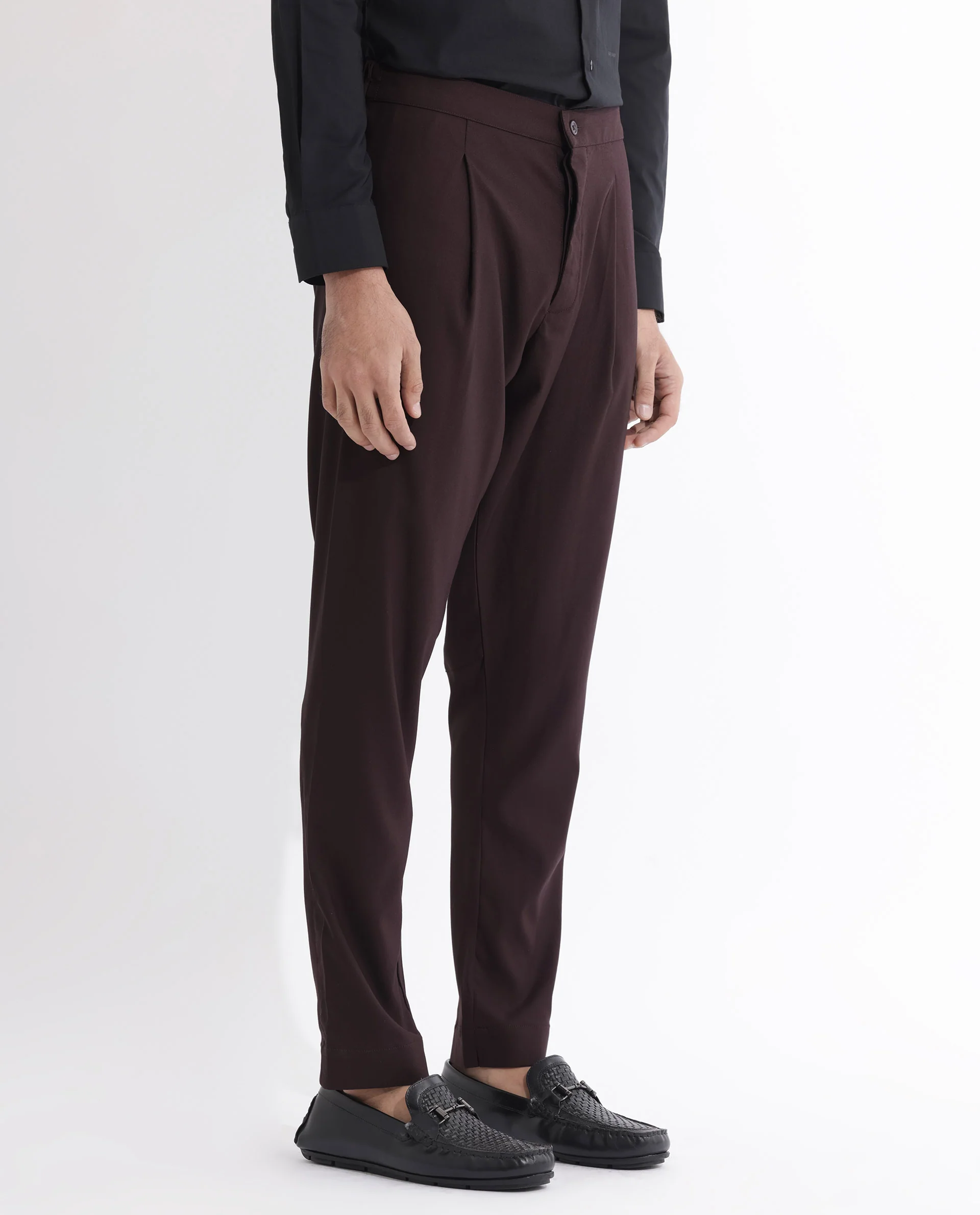Rare Rabbit Men's Polin Maroon Viscose Plain Slim Fit Pajama - Image 6