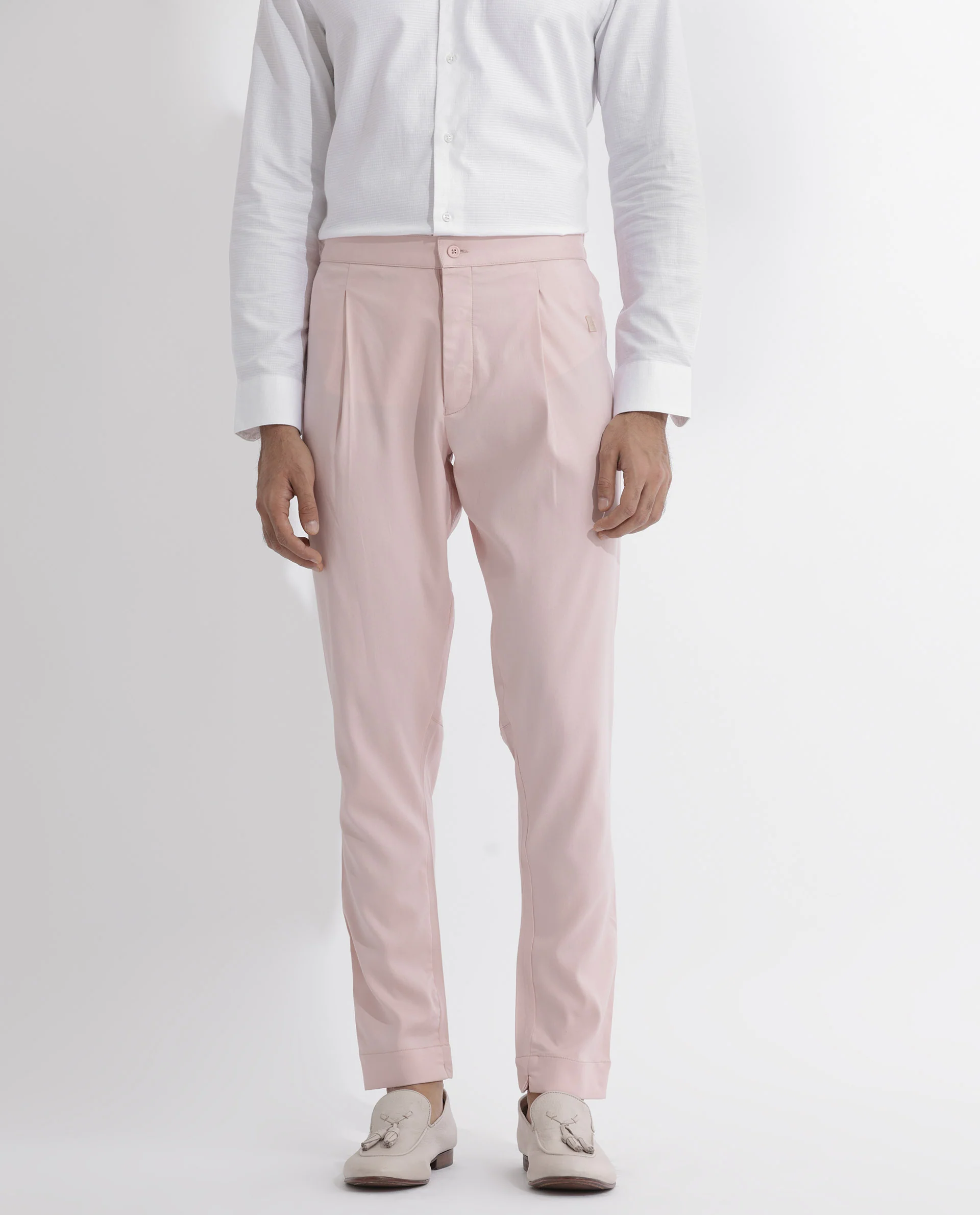 Rare Rabbit Men's Polin Pink Viscose Plain Slim Fit Pajama