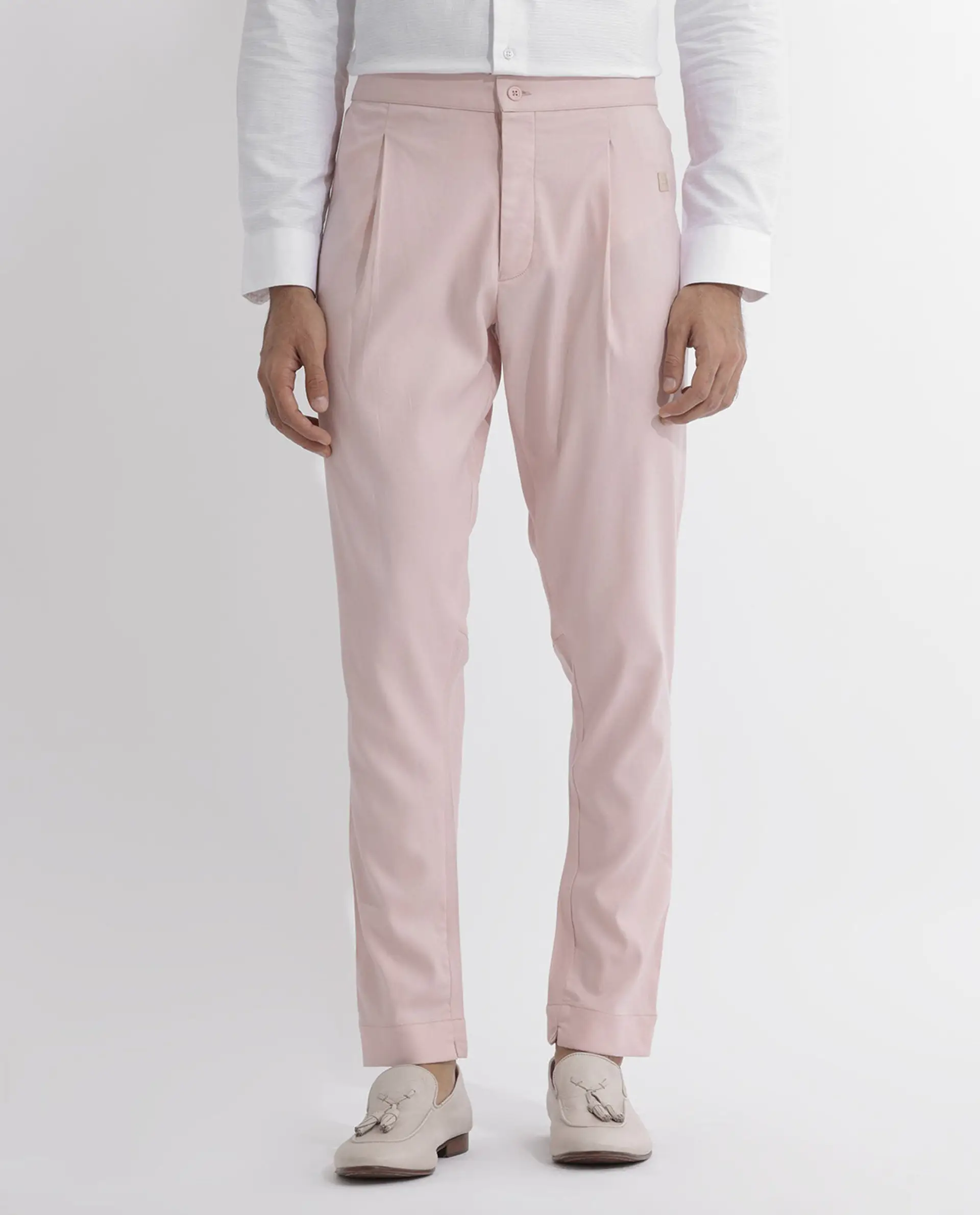 Rare Rabbit Men's Polin Pink Viscose Plain Slim Fit Pajama - Image 8