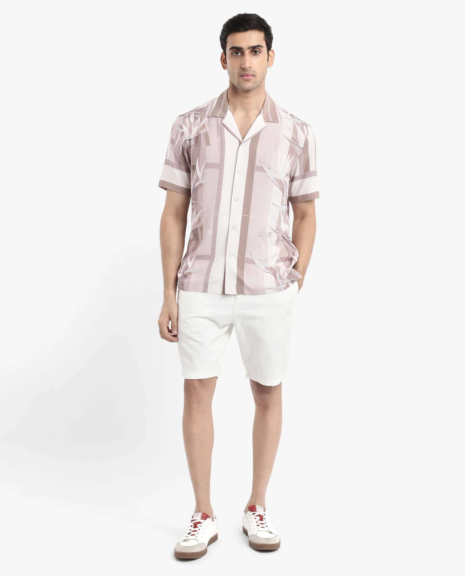 Rare Rabbit Men's Polis Beige Cotton Floral Print Boxy Fit Half Sleeve Collared Shirt - Image 2