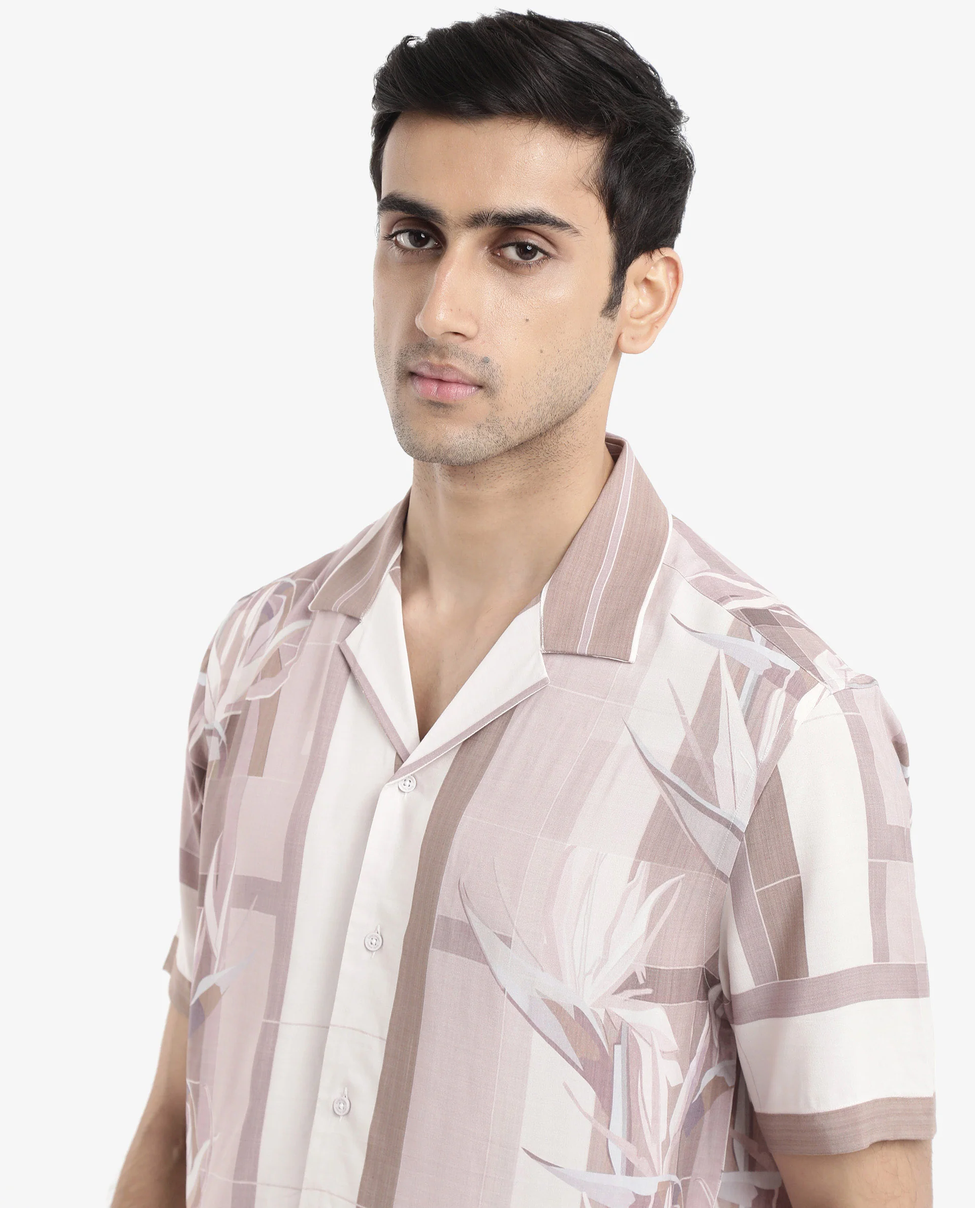 Rare Rabbit Men's Polis Beige Cotton Floral Print Boxy Fit Half Sleeve Collared Shirt - Image 5