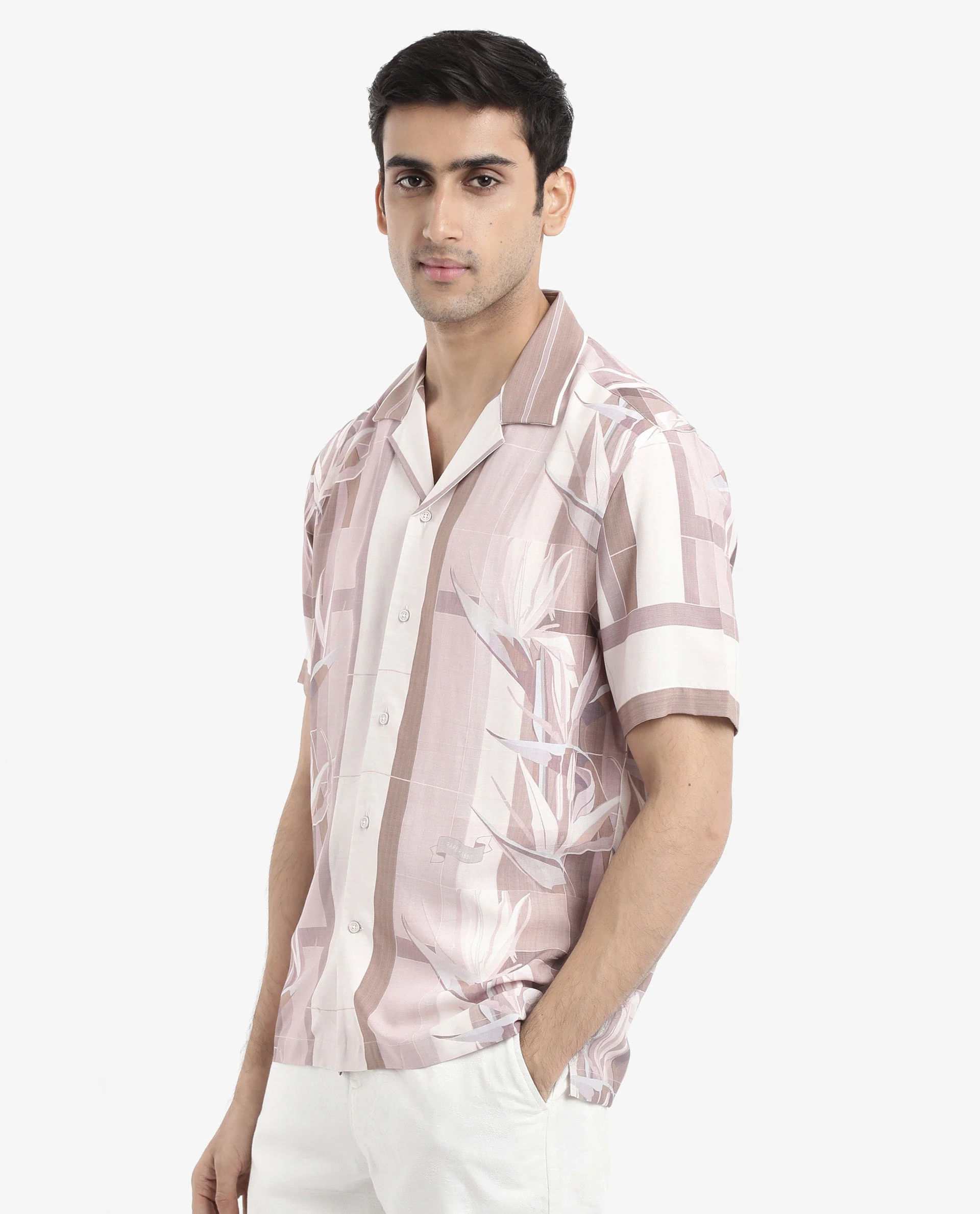 Rare Rabbit Men's Polis Beige Cotton Floral Print Boxy Fit Half Sleeve Collared Shirt - Image 6