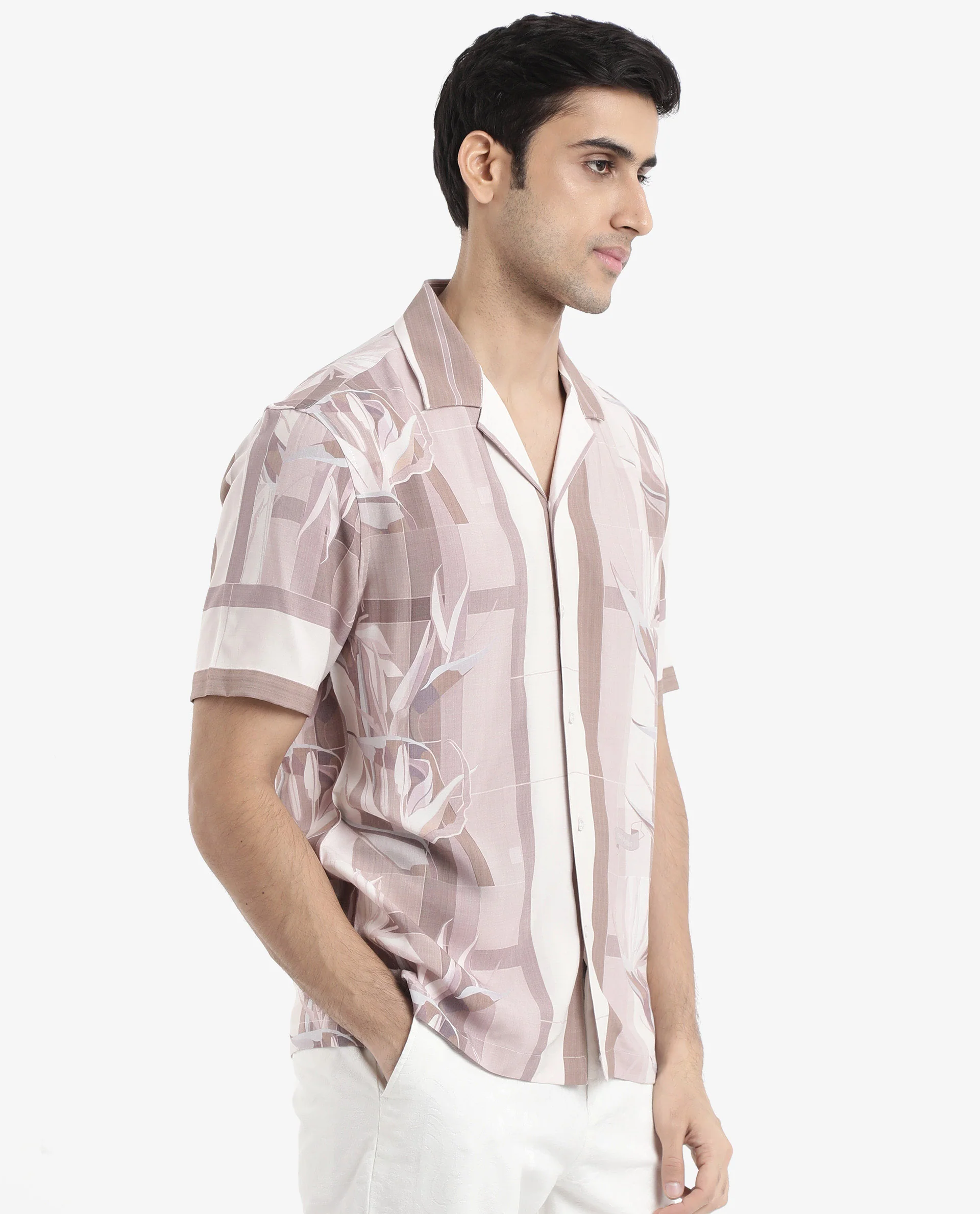 Rare Rabbit Men's Polis Beige Cotton Floral Print Boxy Fit Half Sleeve Collared Shirt - Image 8