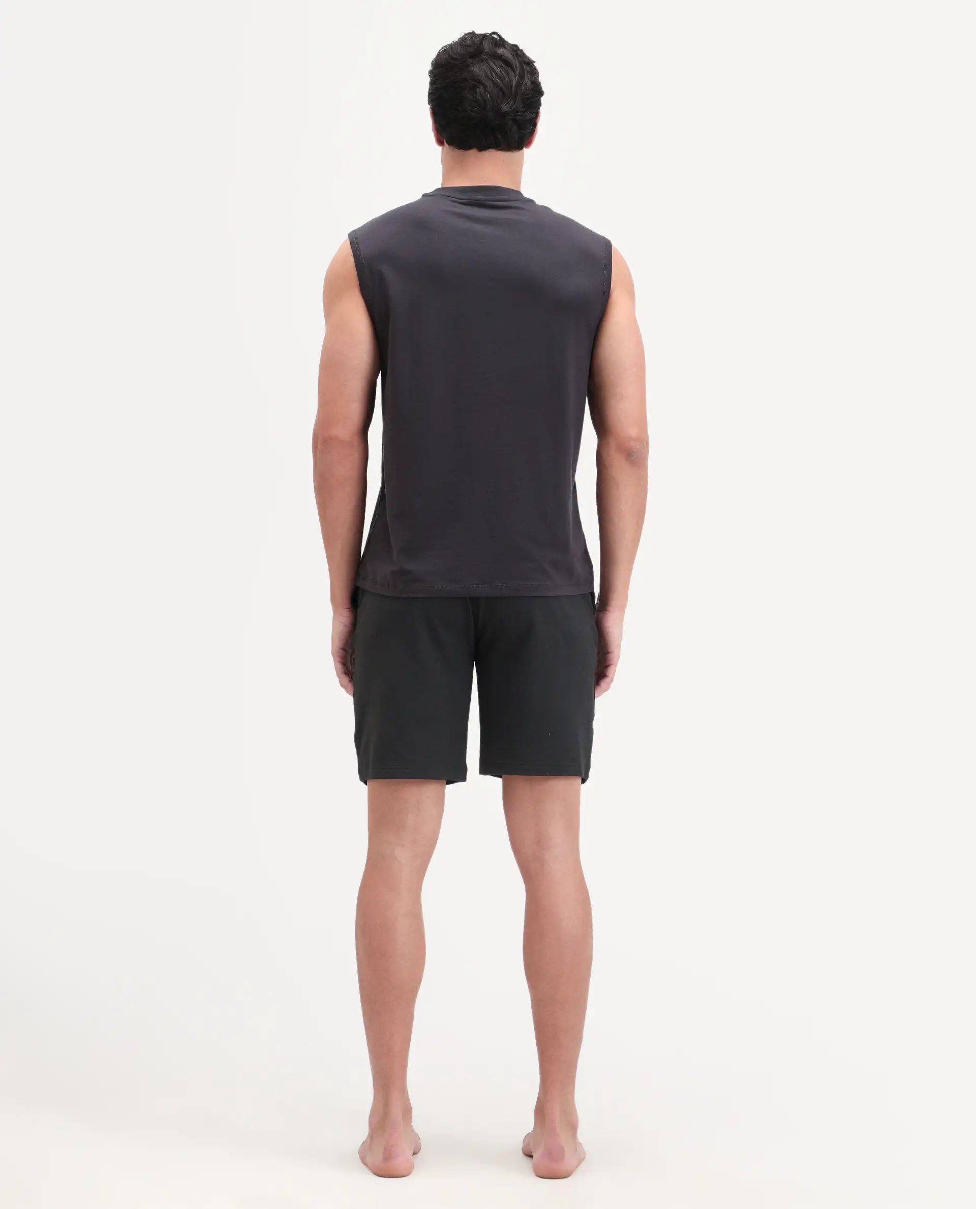 Rare Rabbit Men's Pont Black Cotton Fabric Relaxed Fit Plain Stretchable Shorts - Image 7