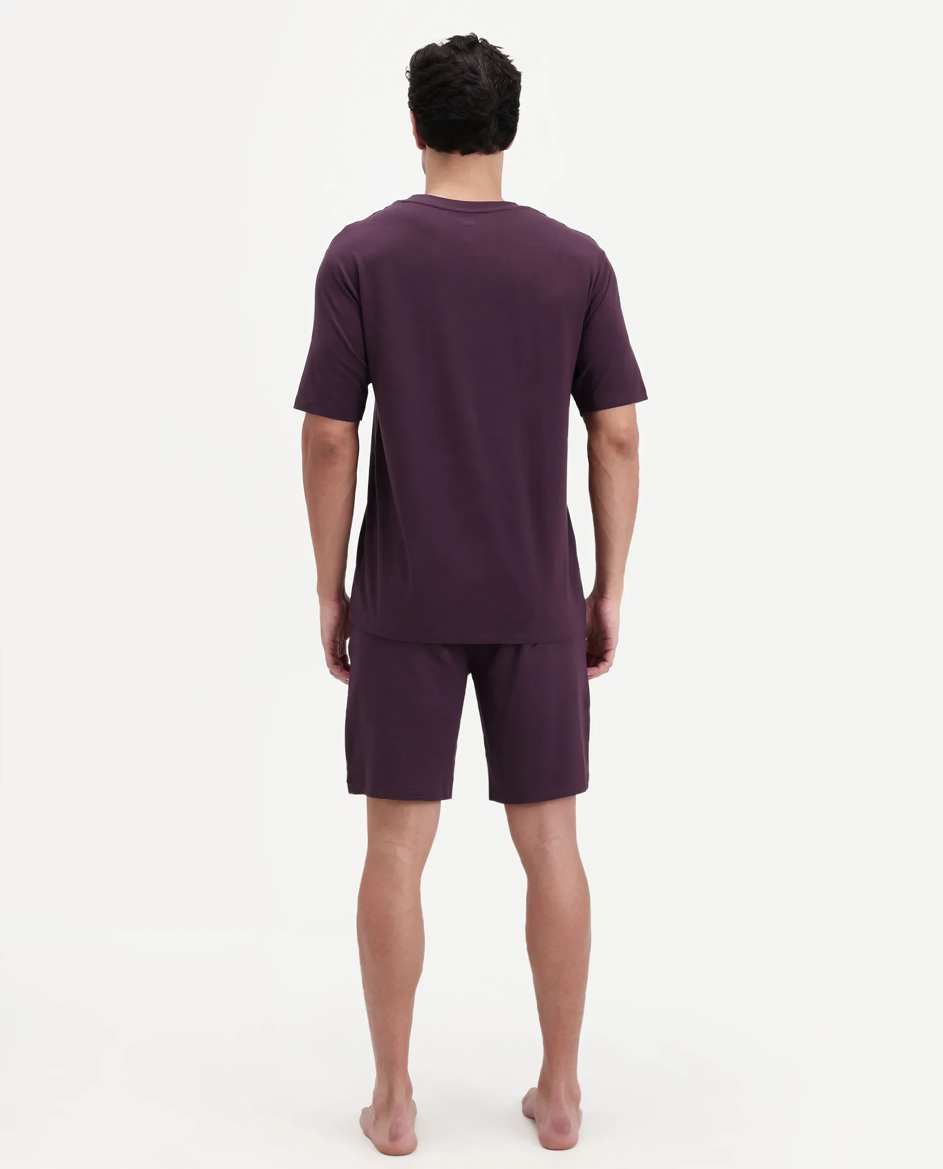 Rare Rabbit Men's Pont Maroon Cotton Fabric Relaxed Fit Plain Stretchable Shorts - Image 7
