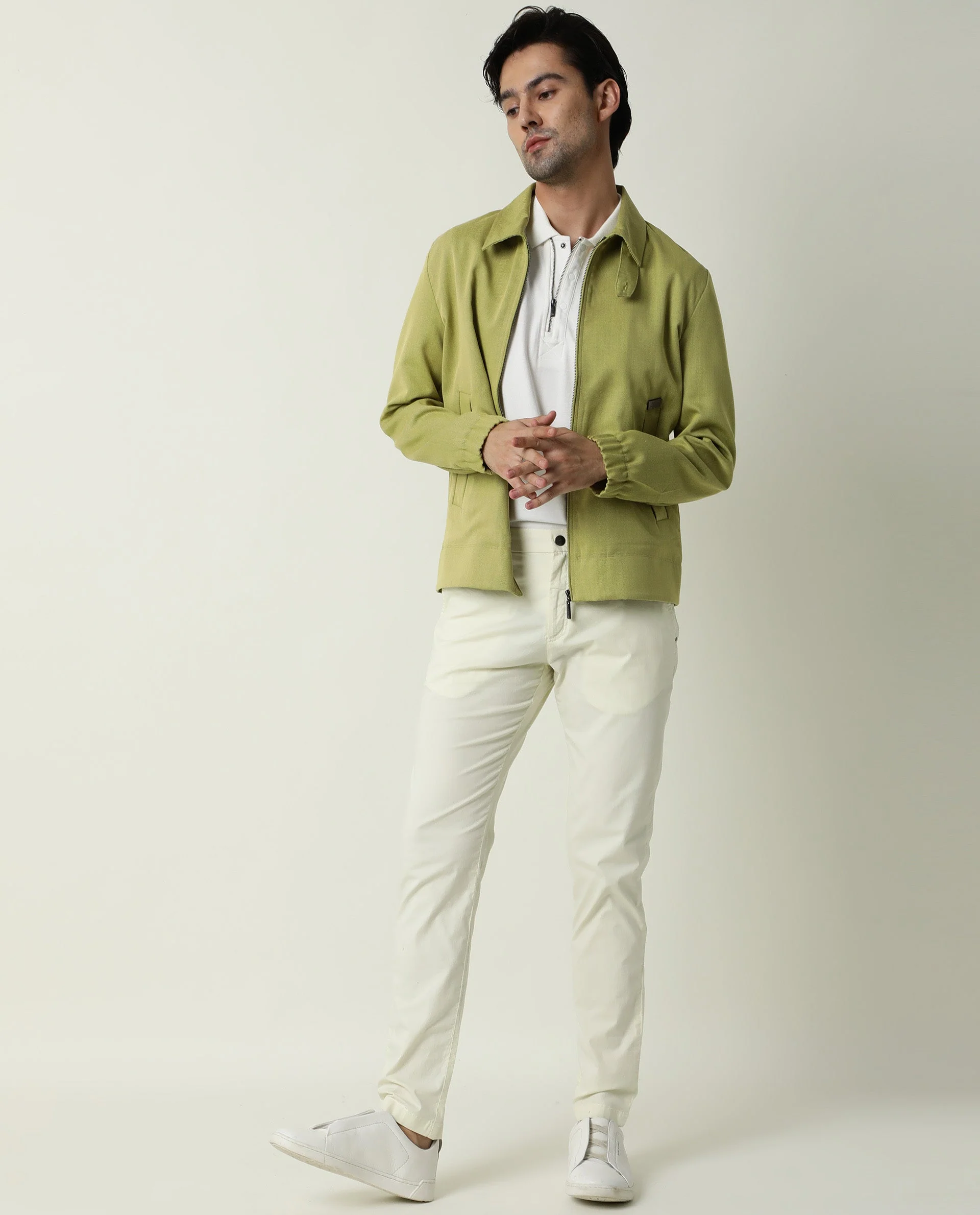 Rare Rabbit Men's Popin Green Cotton Plain Slim Fit Trouser - Image 10