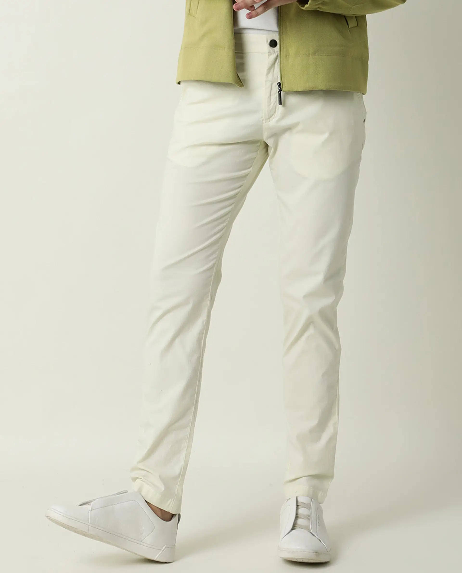 Rare Rabbit Men's Popin Green Cotton Plain Slim Fit Trouser - Image 14