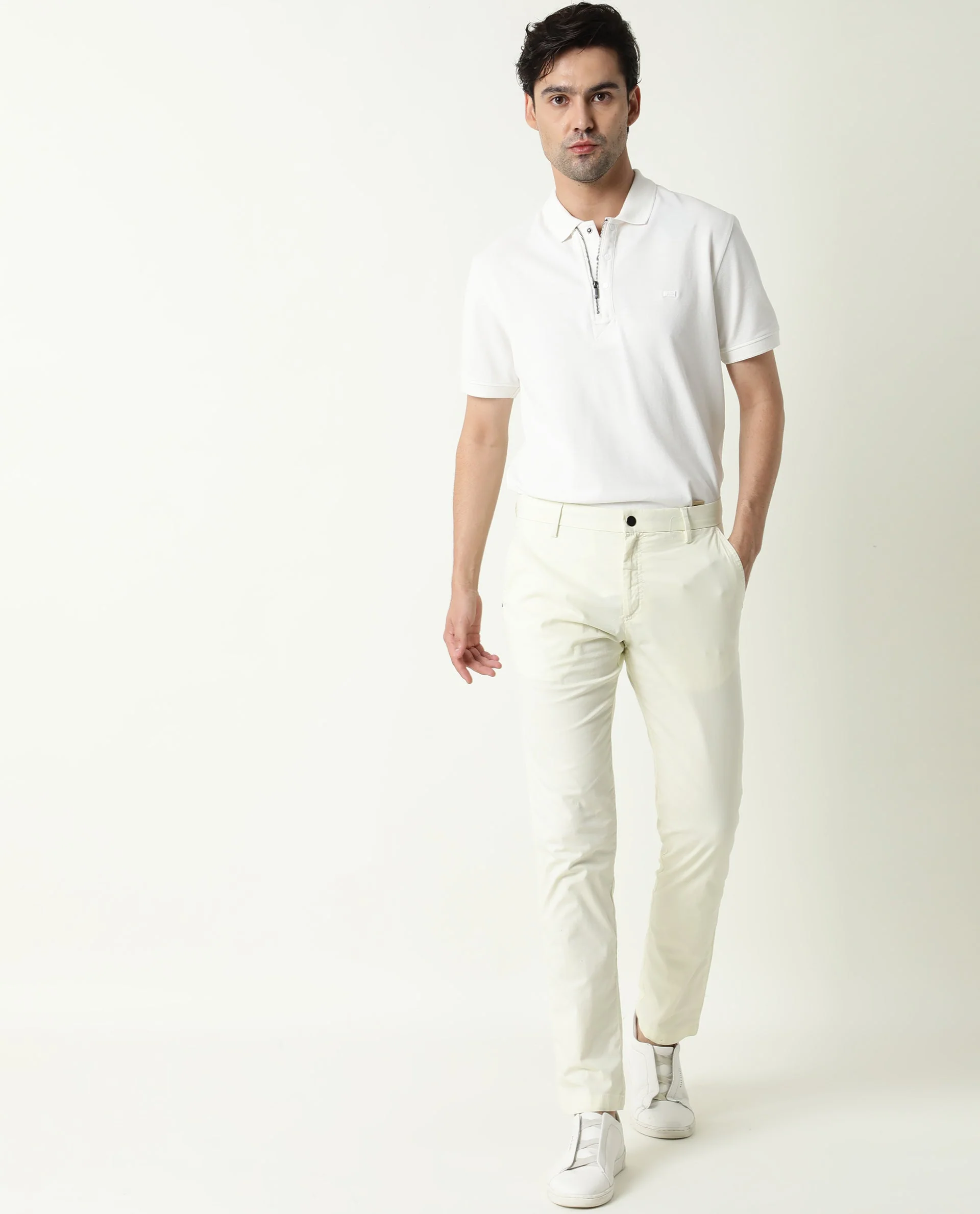 Rare Rabbit Men's Popin Green Cotton Plain Slim Fit Trouser - Image 2