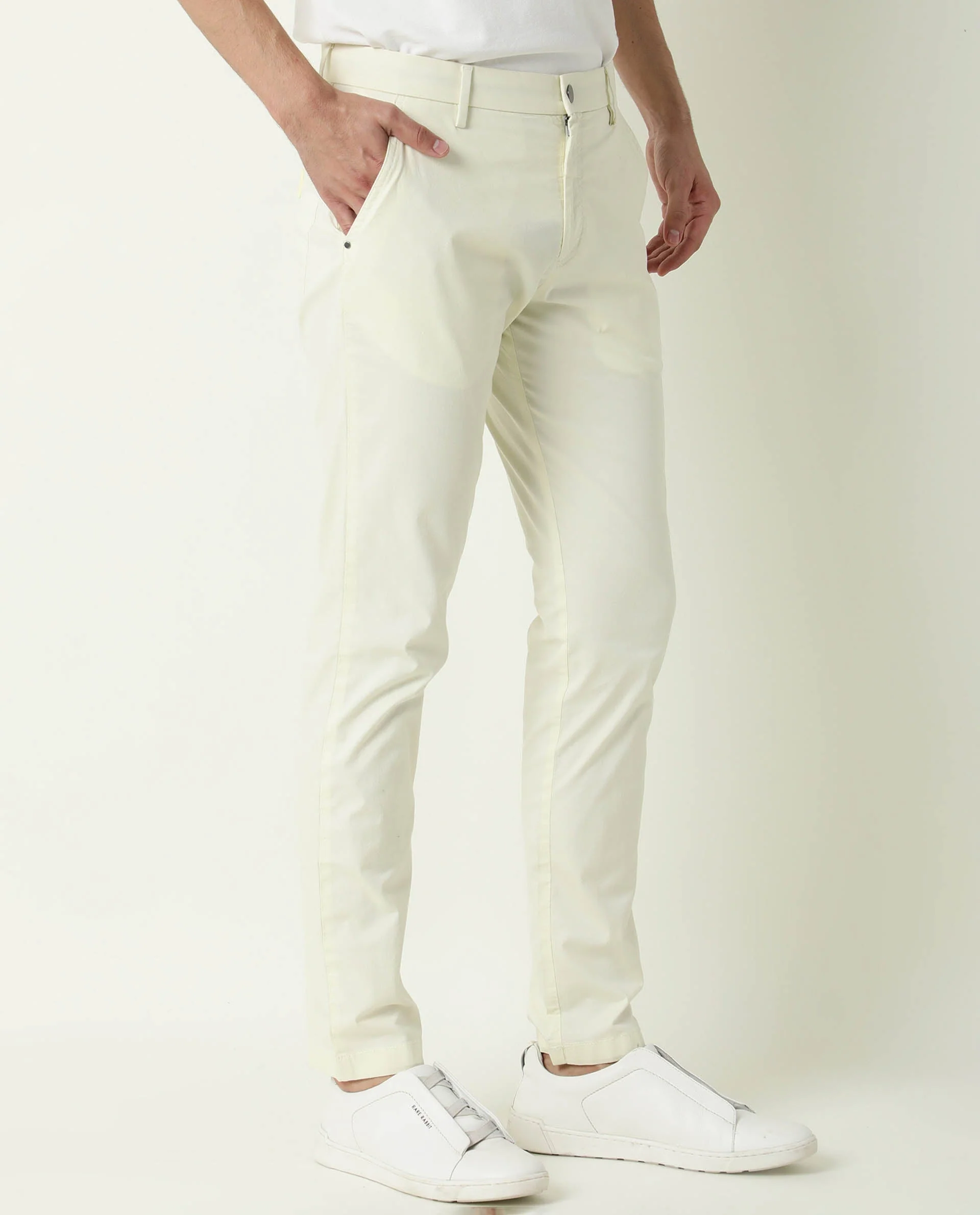 Rare Rabbit Men's Popin Green Cotton Plain Slim Fit Trouser - Image 4