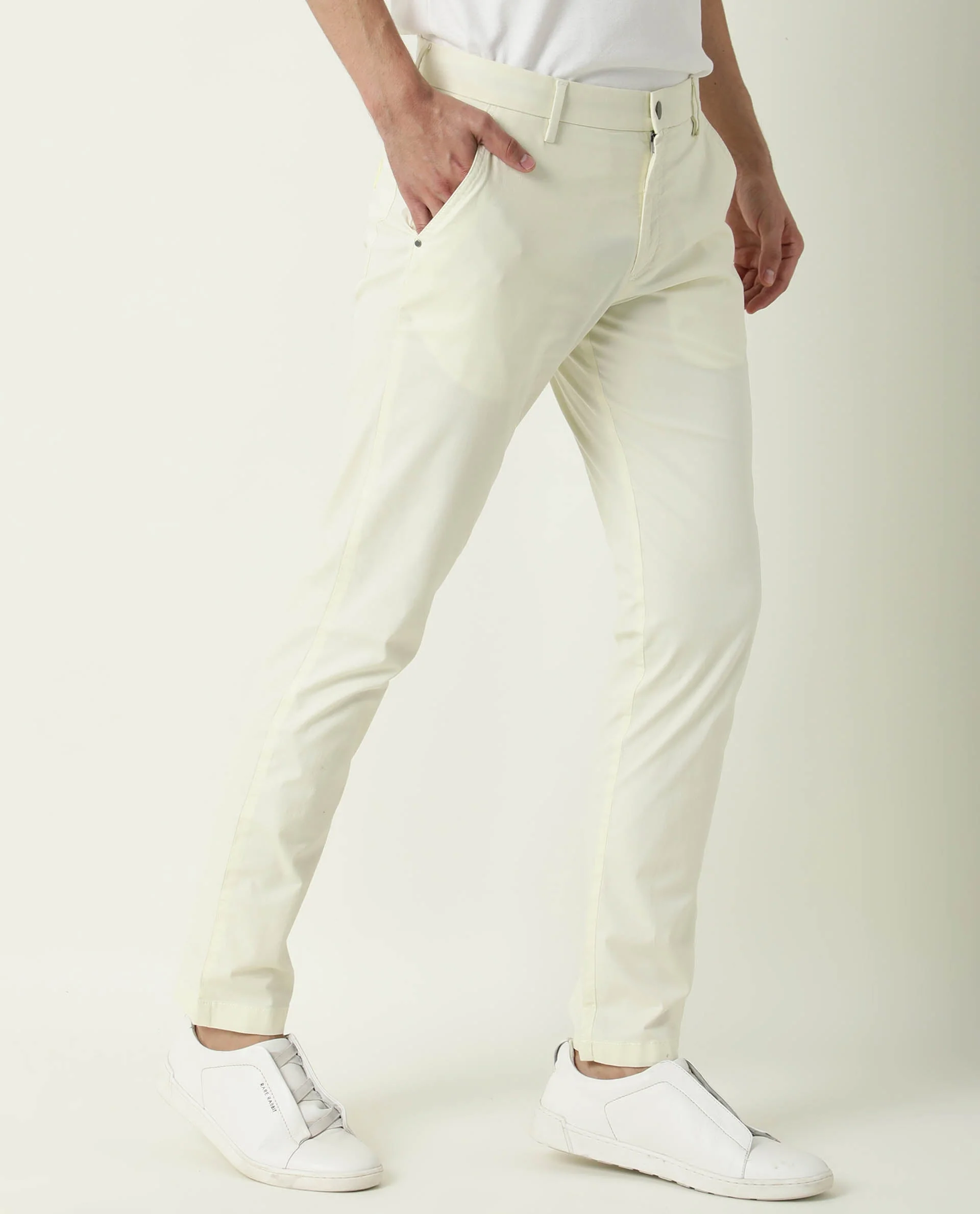 Rare Rabbit Men's Popin Green Cotton Plain Slim Fit Trouser - Image 5