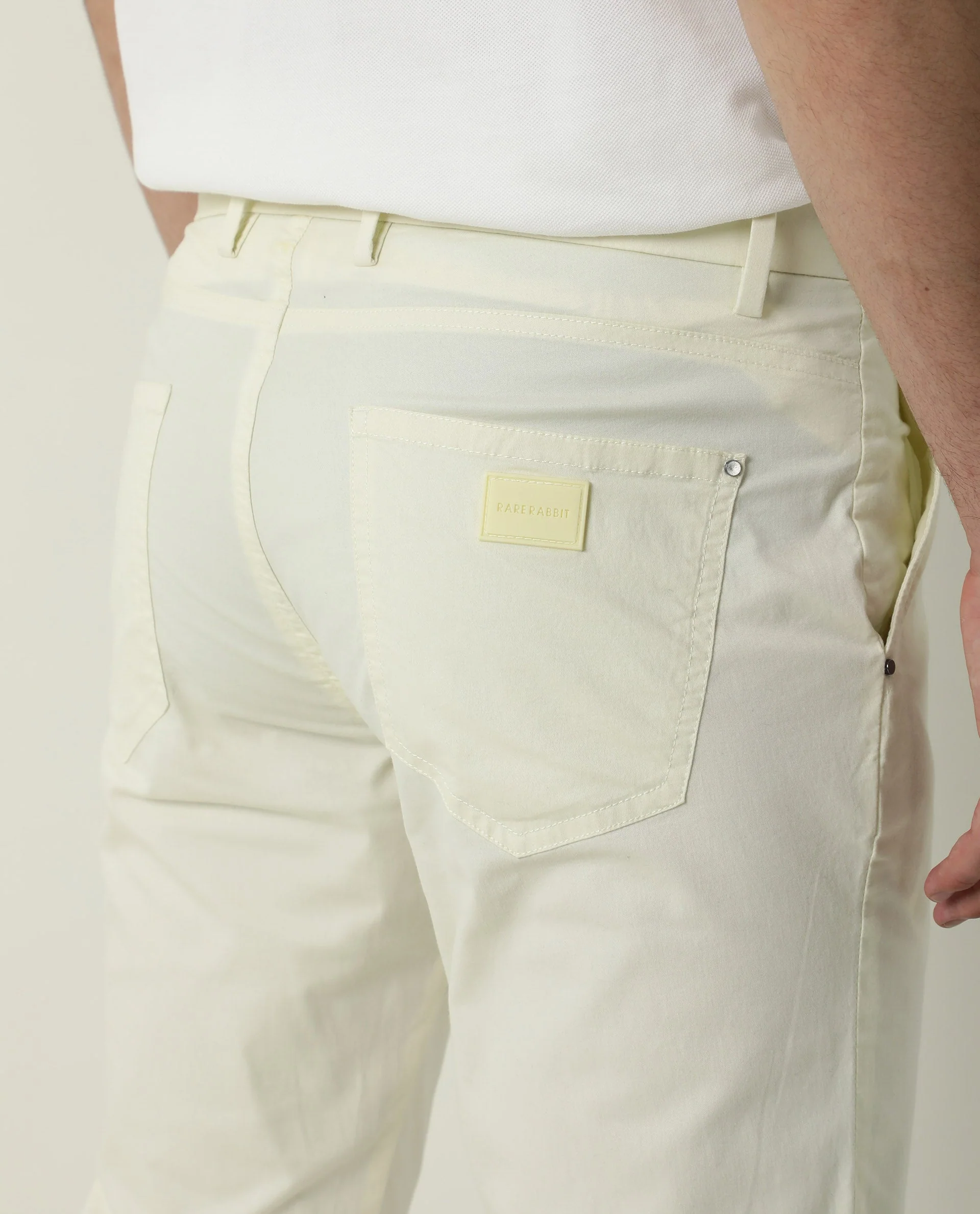 Rare Rabbit Men's Popin Green Cotton Plain Slim Fit Trouser - Image 8