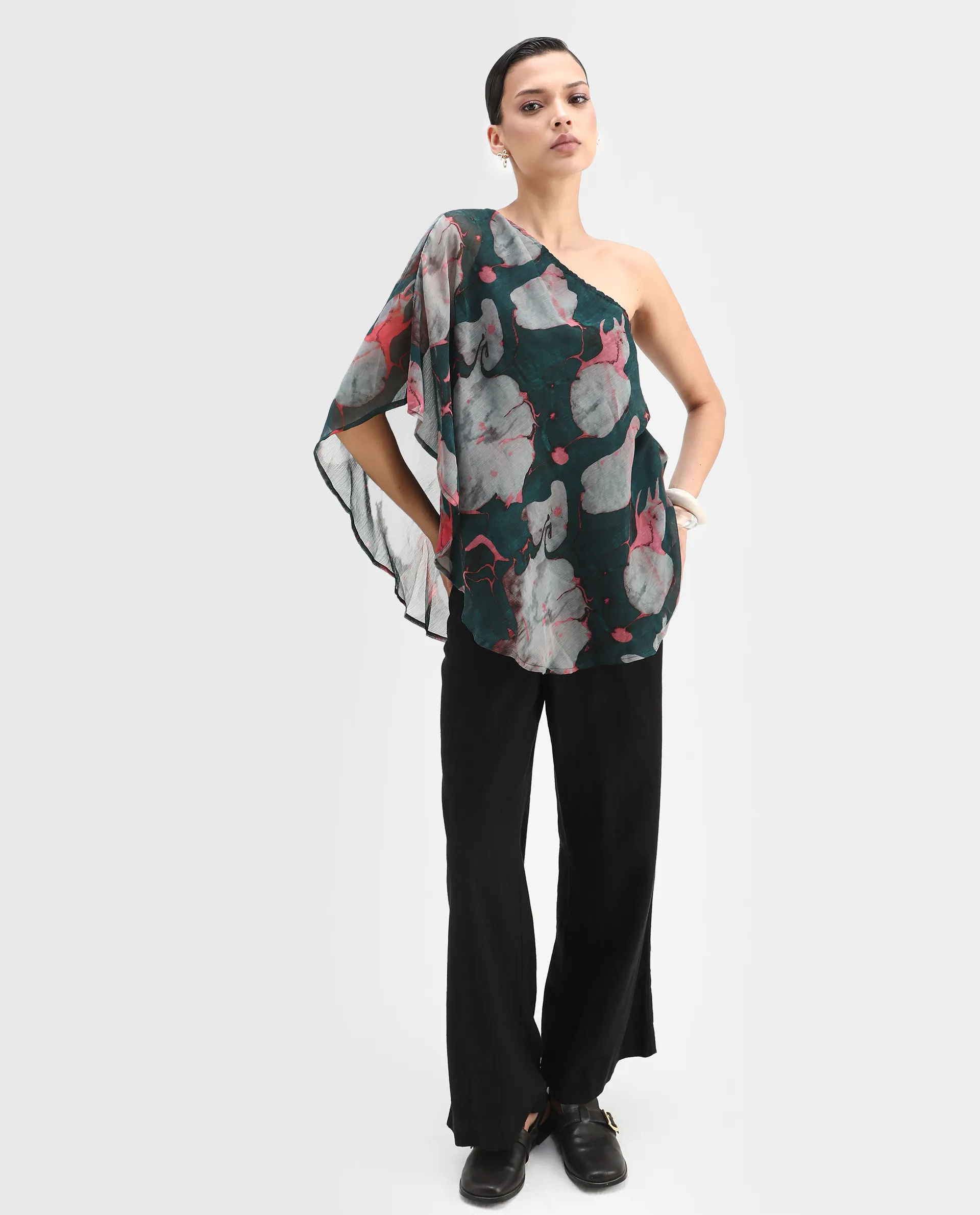 Rareism Women's Pose Multi Polyester Collarless Floral Print Sleeveless Regular Fit Top - Image 2